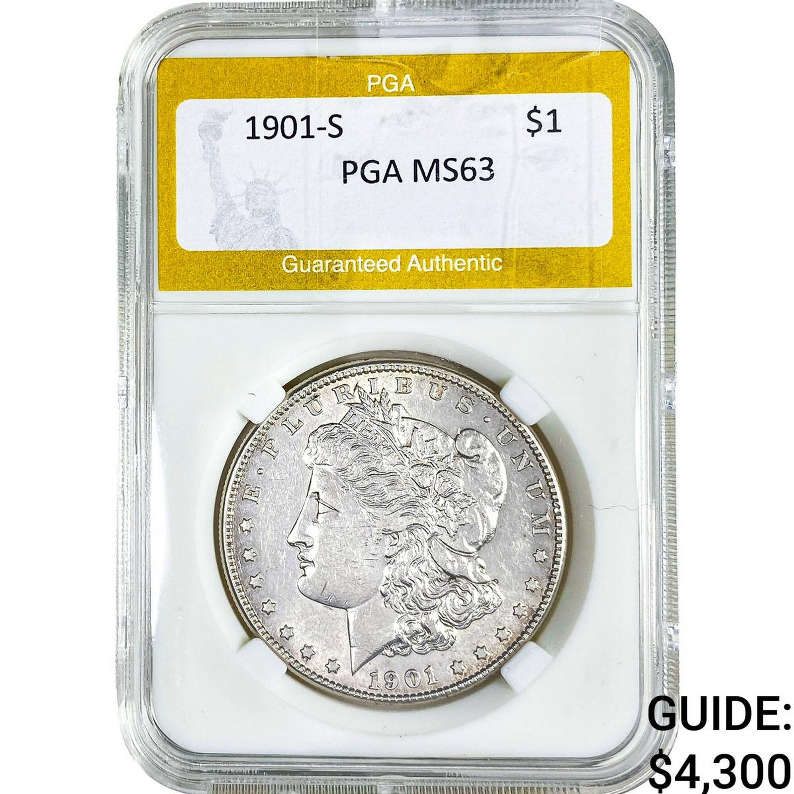 1901-S Morgan Silver Dollar PGA MS63: 1901-S Morgan Silver Dollar PGA MS63