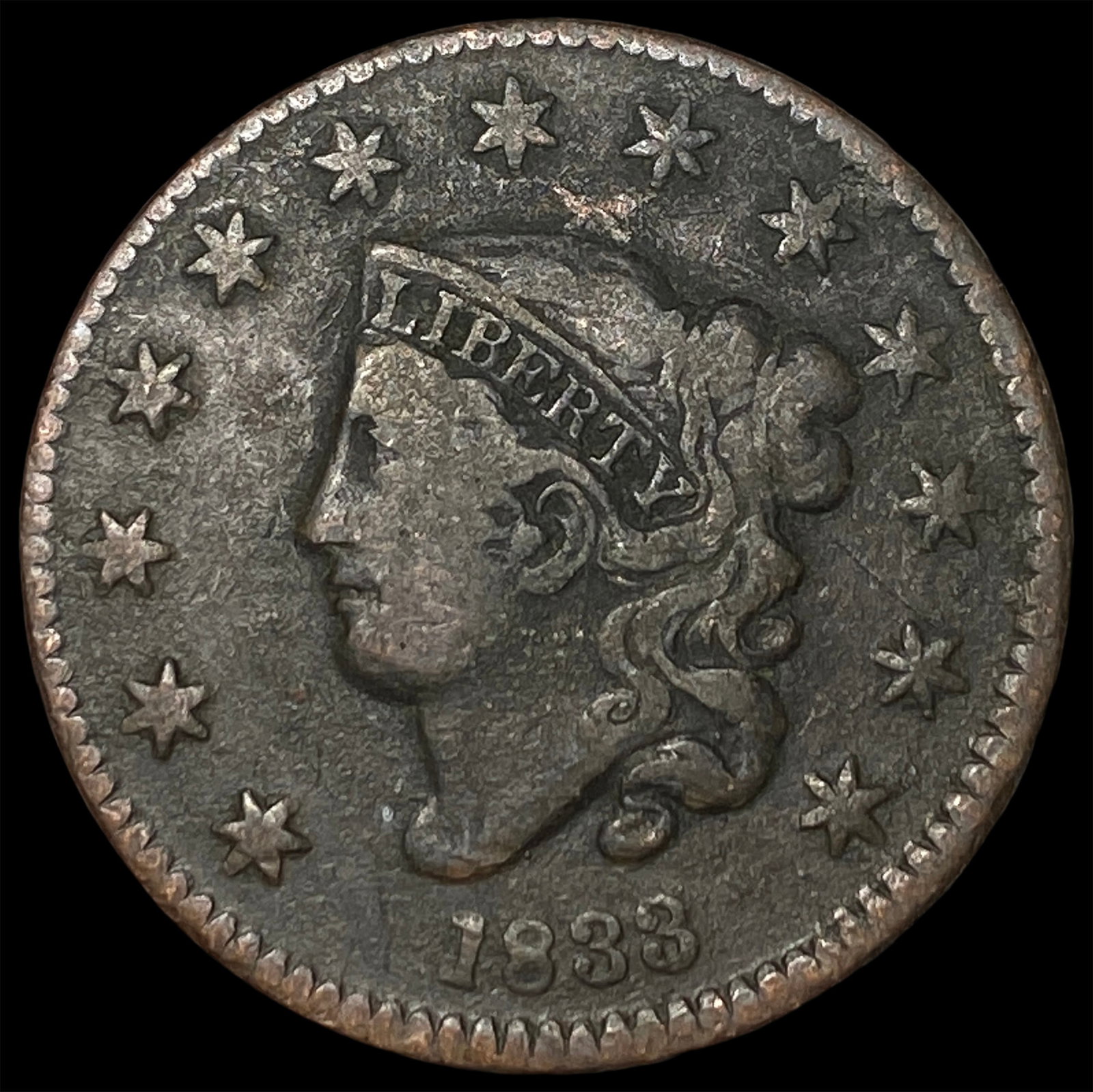 1833 Coronet Head Large Cent LIGHTLY CIRCULATED (1 of 2)