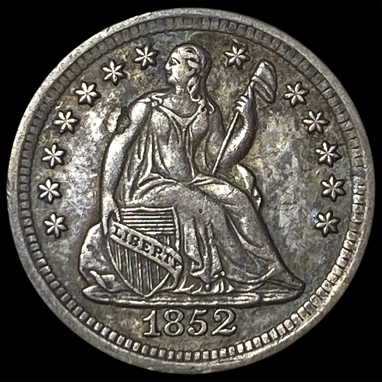 1852 Seated Liberty Half Dime CLOSELY UNCIRCULATED: 1852 Seated Liberty Half Dime CLOSELY UNCIRCULATED