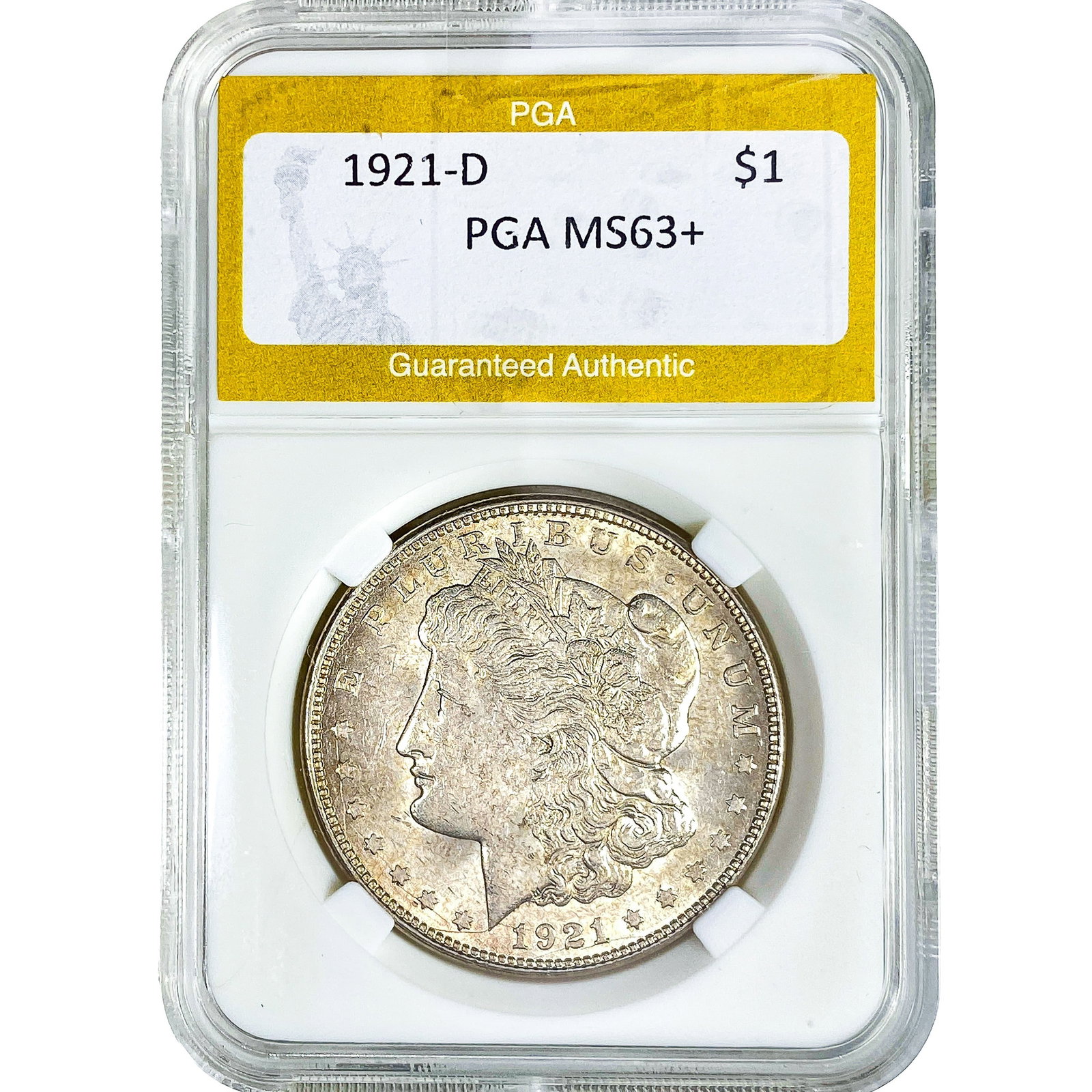 1921-D Morgan Silver Dollar PGA MS63+: 1921-D Morgan Silver Dollar PGA MS63+