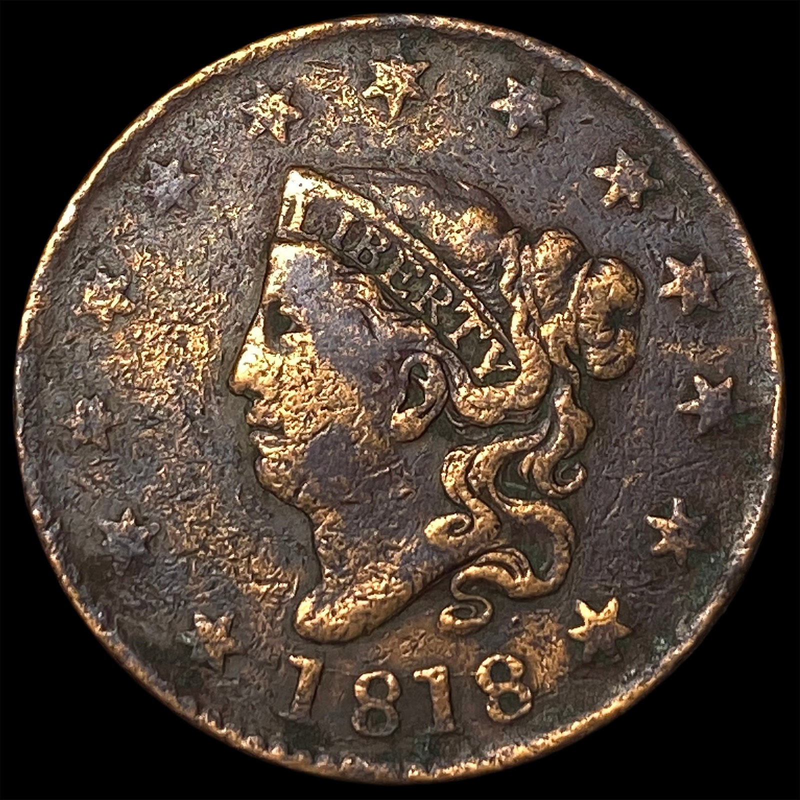 1818 Coronet Head Large Cent NICELY CIRCULATED (1 of 2)