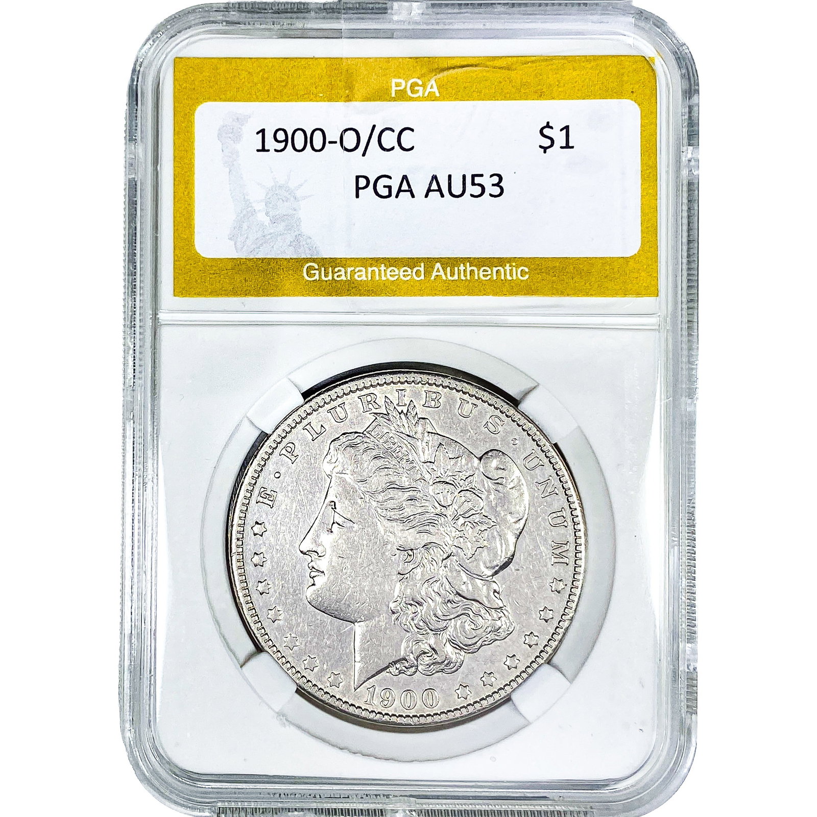 1900-O/CC Morgan Silver Dollar PGA AU53: 1900-O/CC Morgan Silver Dollar PGA AU53