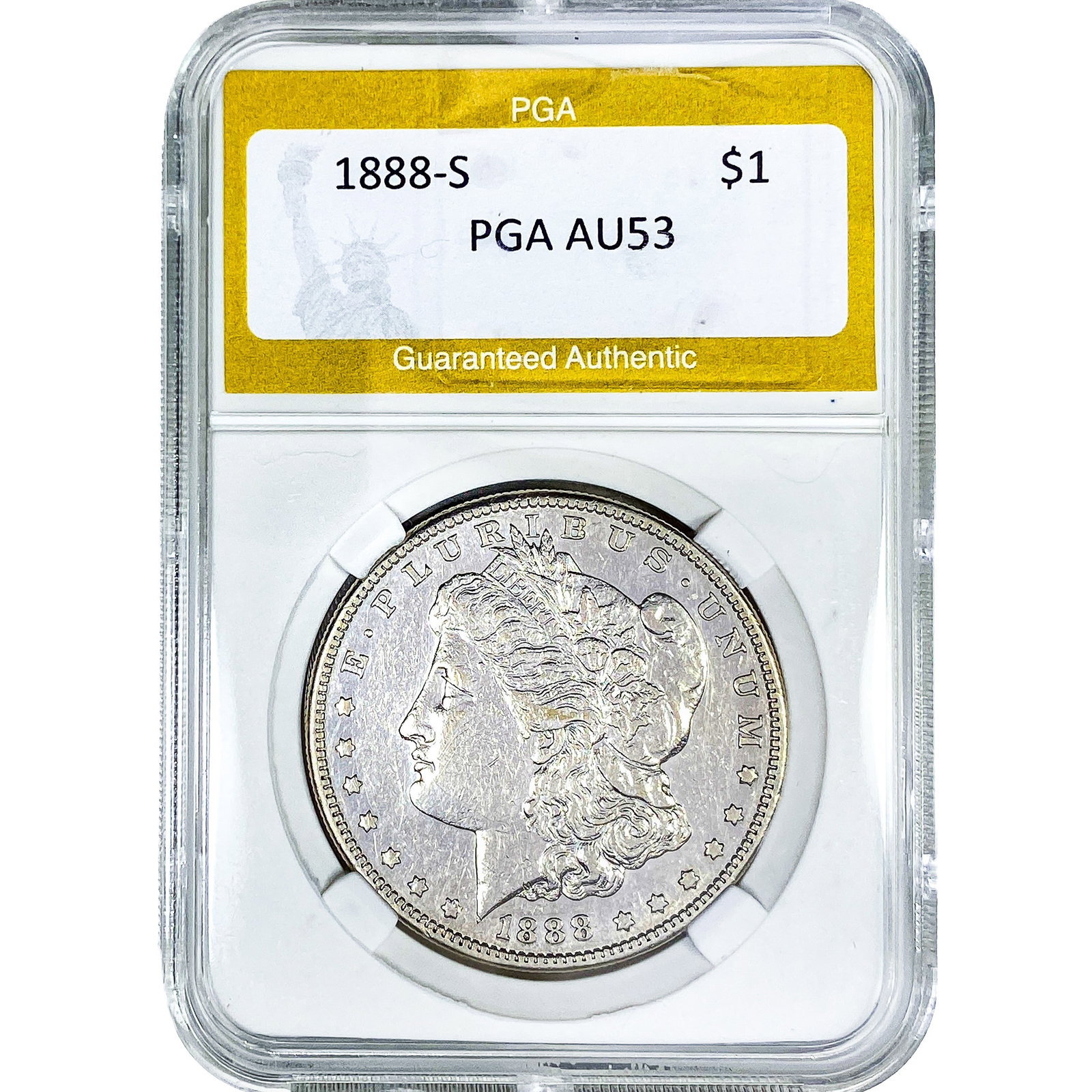 1888-S Morgan Silver Dollar PGA AU53: 1888-S Morgan Silver Dollar PGA AU53
