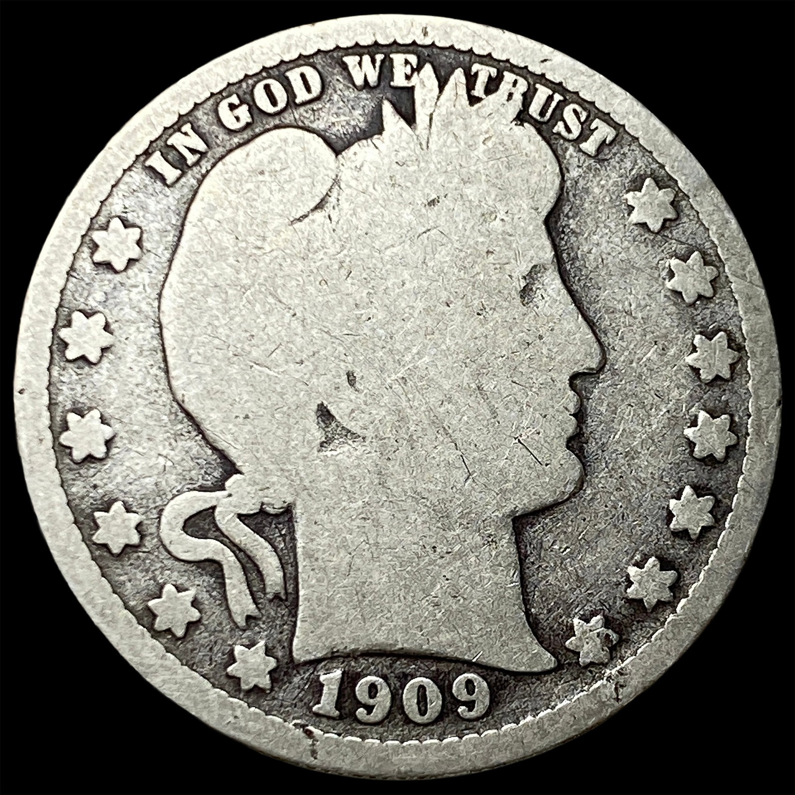 1909-D Barber Silver Quarter NICELY CIRCULATED: 1909-D Barber Silver Quarter NICELY CIRCULATED