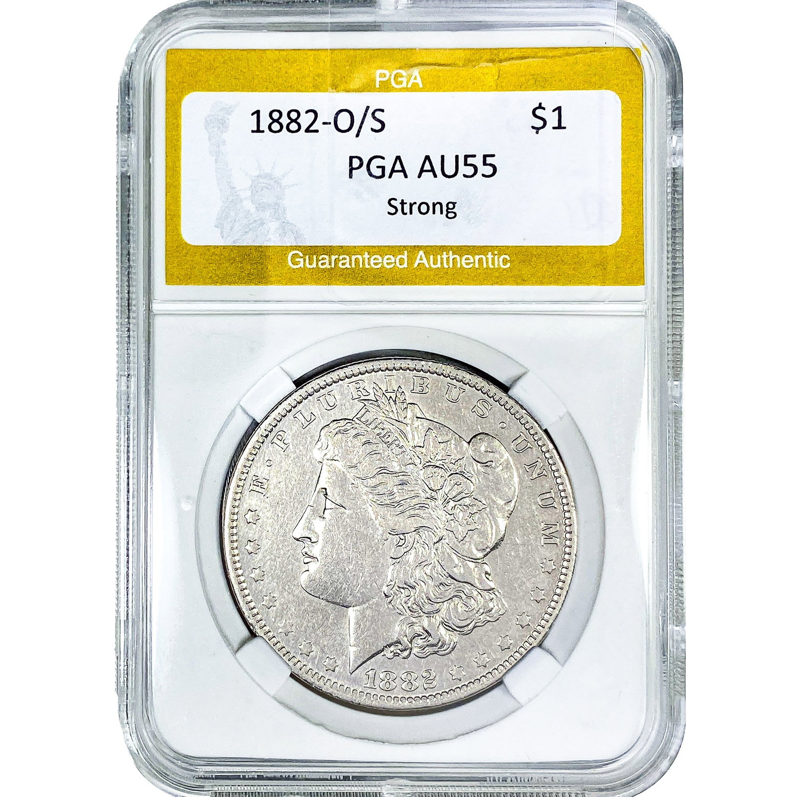 1882-O/S Morgan Silver Dollar PGA AU55: 1882-O/S Morgan Silver Dollar PGA AU55