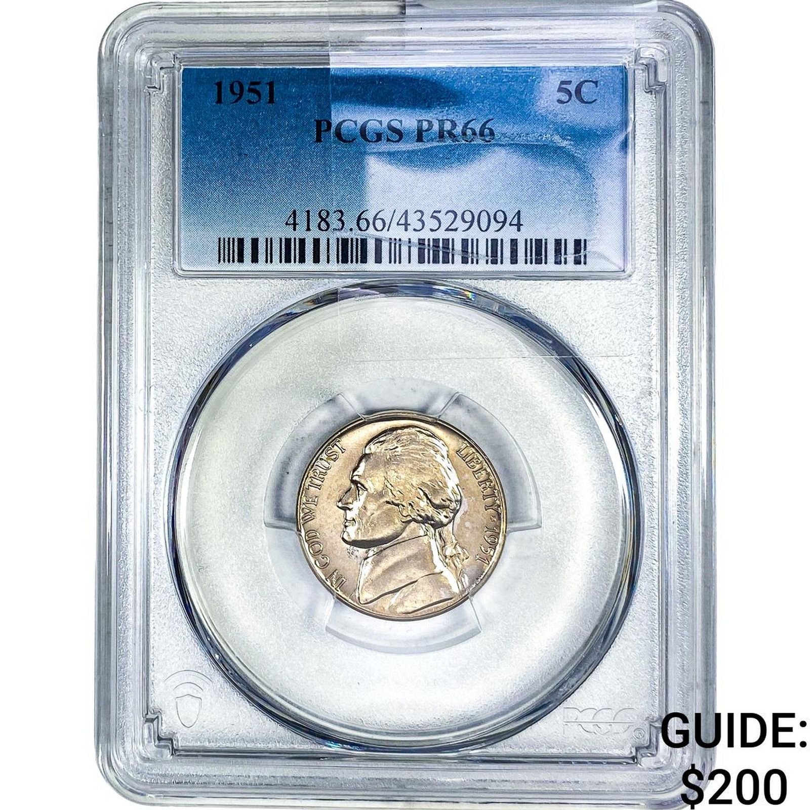 1951 Jefferson Nickel PCGS PR66: 1951 Jefferson Nickel PCGS PR66