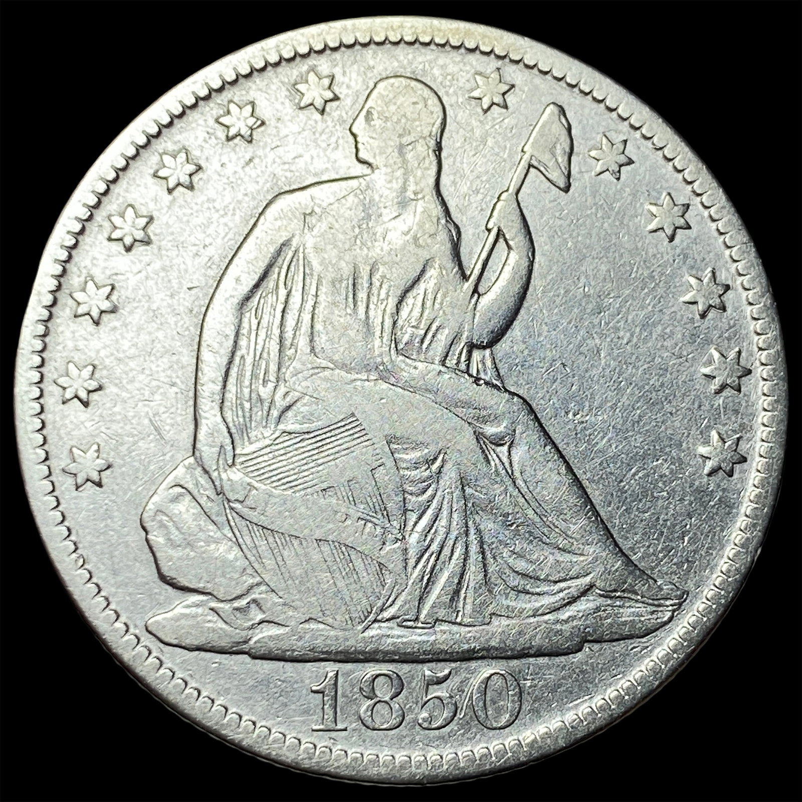 1850-O Silver Seated Liberty Half Dollar LIGHTLY CIRCULATED: 1850-O Silver Seated Liberty Half Dollar LIGHTLY CIRCULATED
