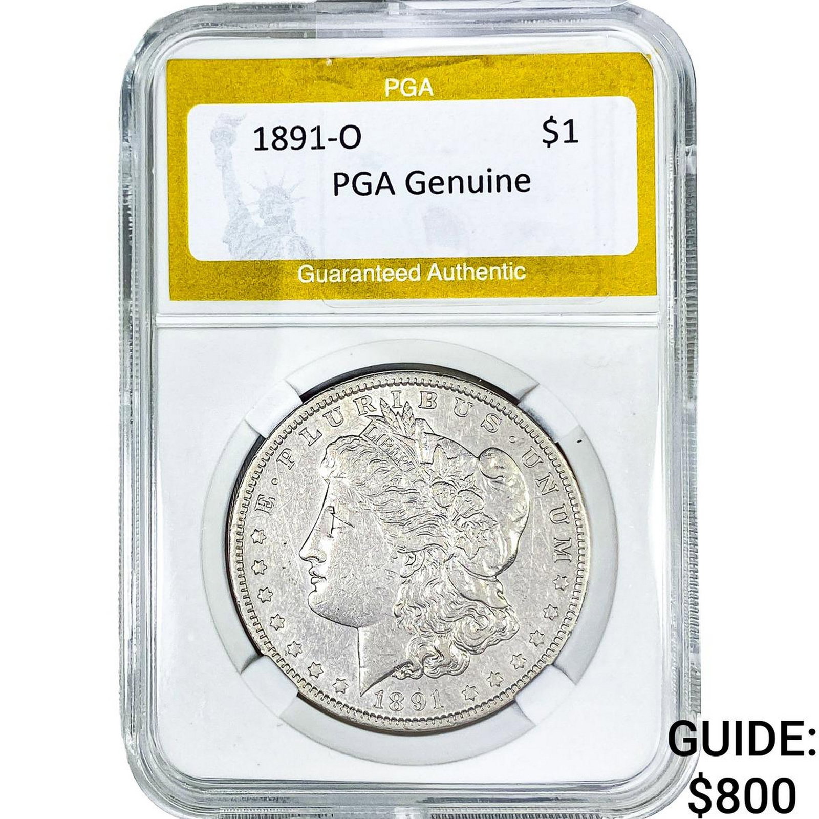 1891-O Morgan Silver Dollar PGA Genuine: 1891-O Morgan Silver Dollar PGA Genuine