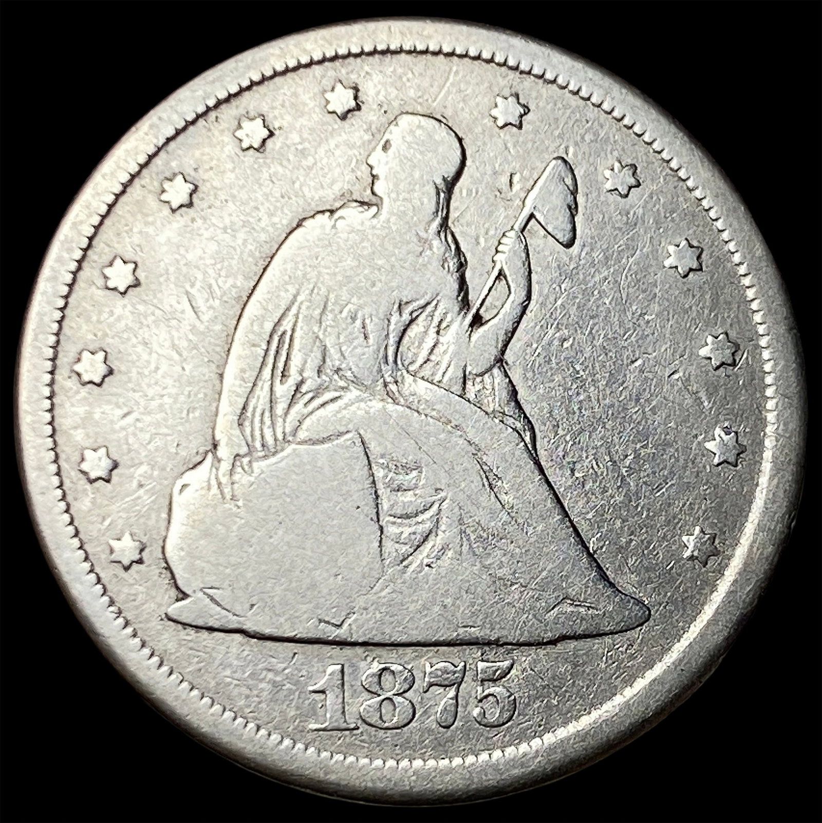 1875-CC Seated Liberty Twenty Cents NICELY CIRCULATED: 1875-CC Seated Liberty Twenty Cents NICELY CIRCULATED