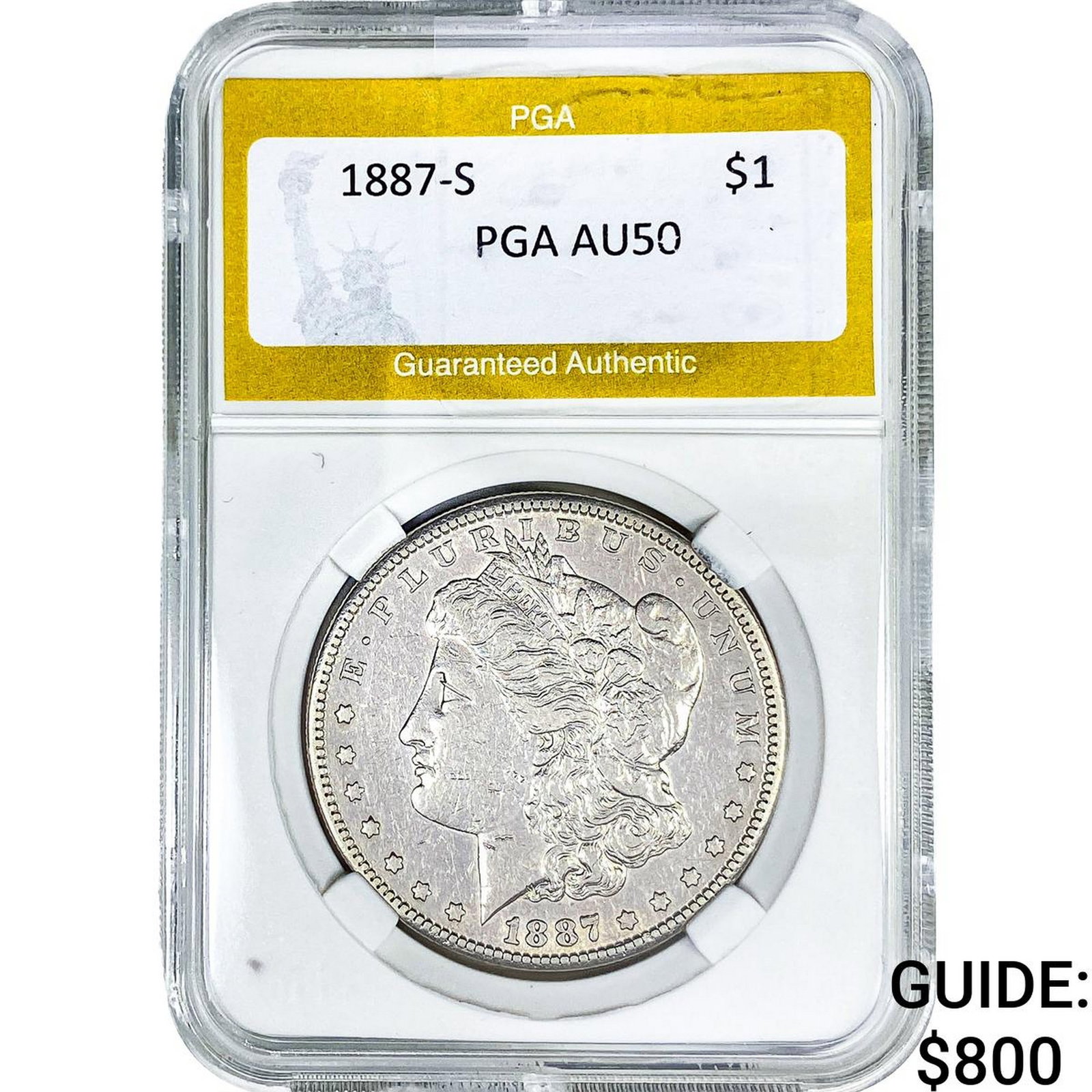 1887-S Morgan Silver Dollar PGA AU50: 1887-S Morgan Silver Dollar PGA AU50