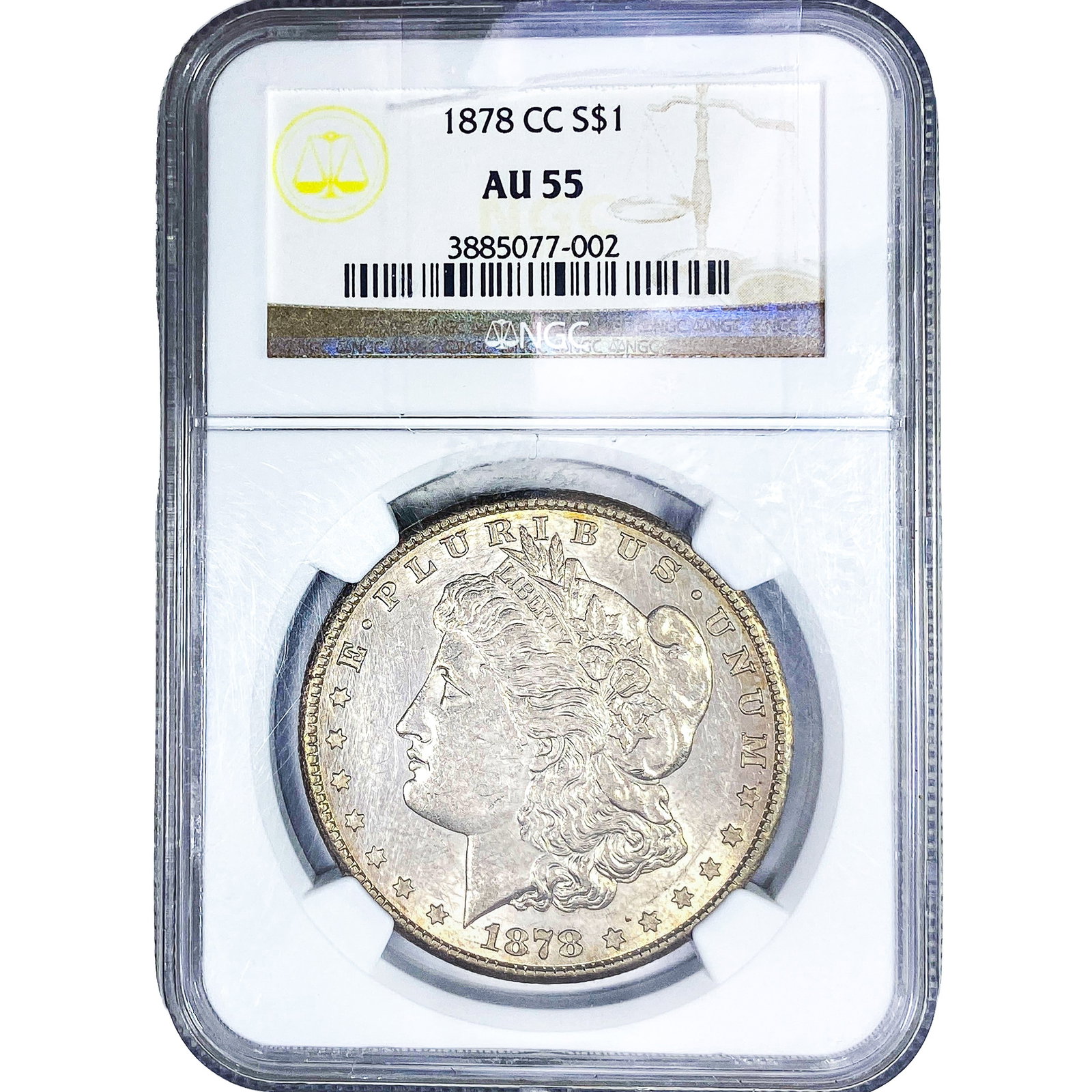 1878-CC Morgan Silver Dollar NGC AU55: 1878-CC Morgan Silver Dollar NGC AU55