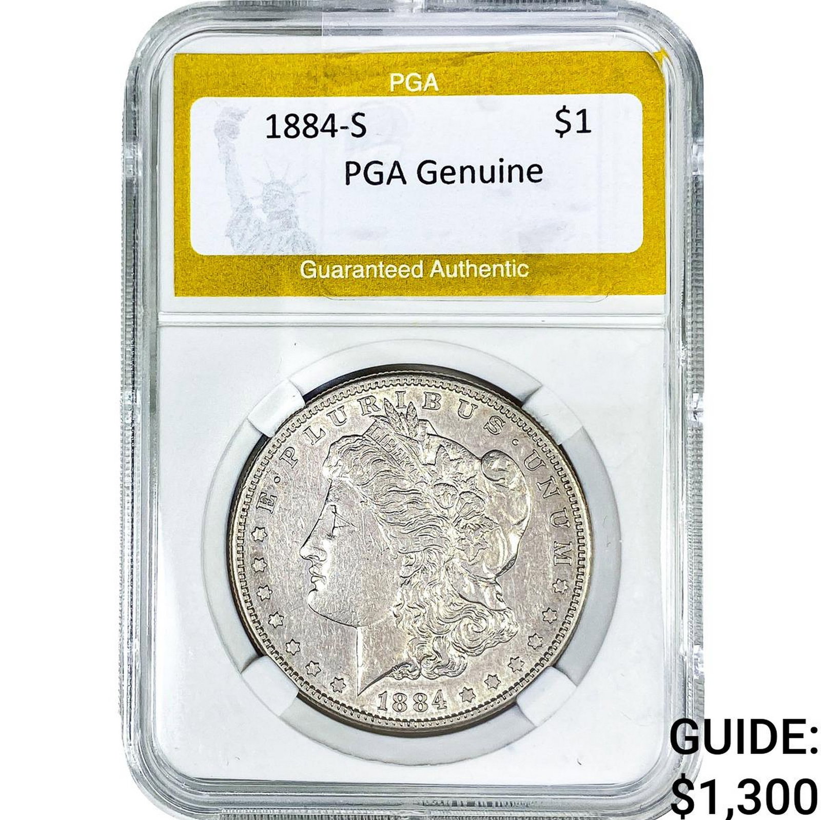 1884-S Morgan Silver Dollar PGA Genuine: 1884-S Morgan Silver Dollar PGA Genuine