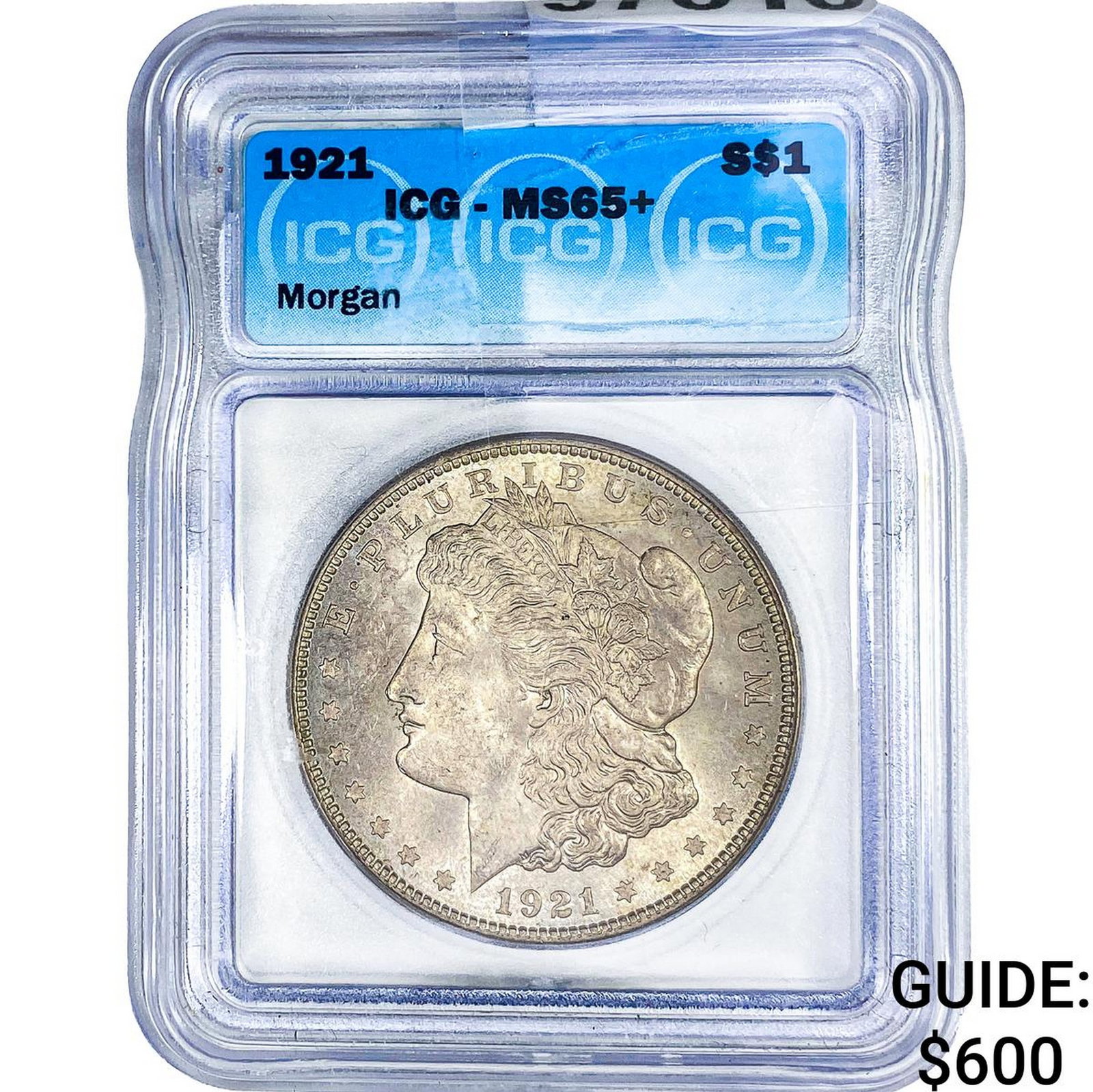 1921 Morgan Silver Dollar ICG MS65+: 1921 Morgan Silver Dollar ICG MS65+