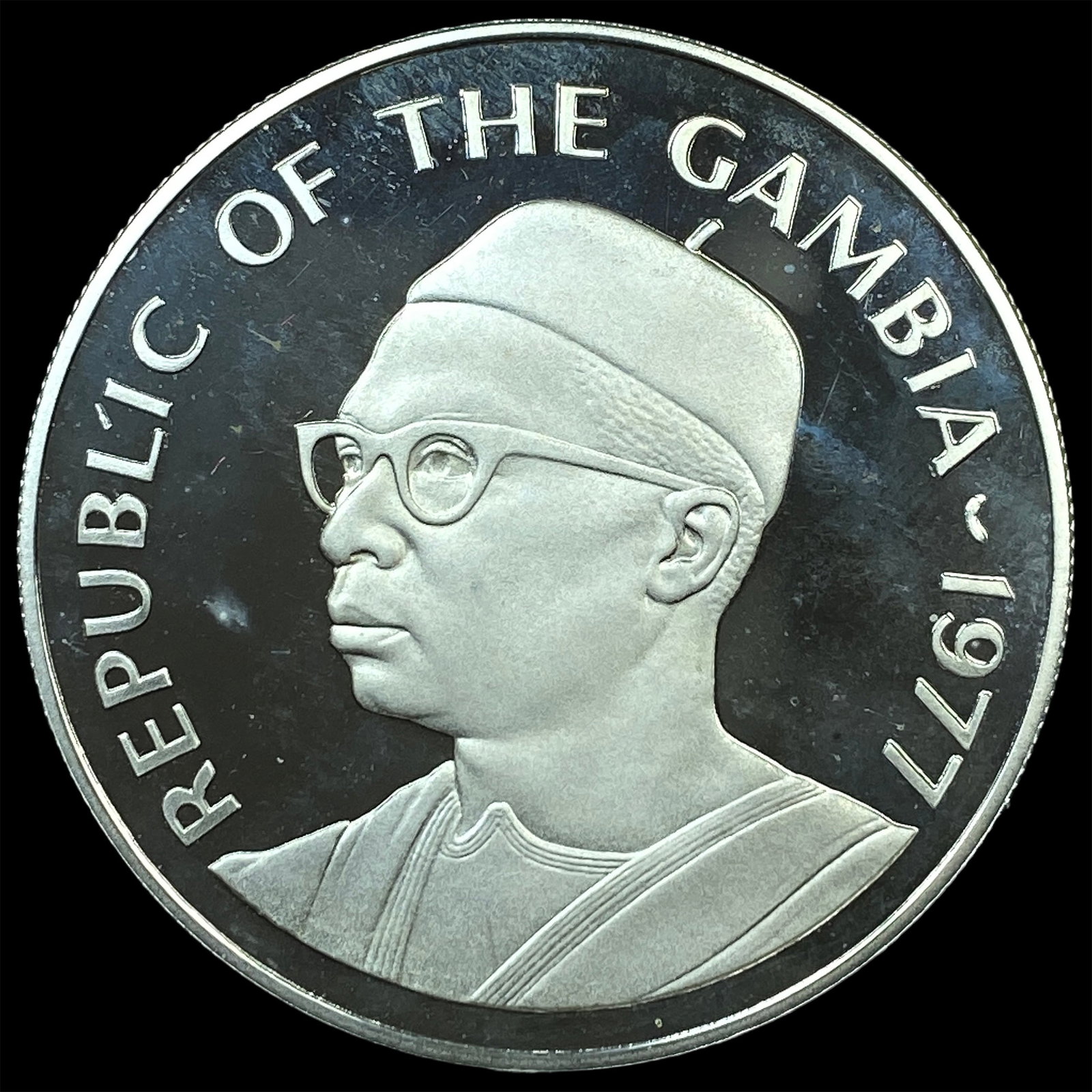 1977 Gambia Silver 40 Dalasis CHOICE PROOF: 1977 Gambia Silver 40 Dalasis CHOICE PROOF
