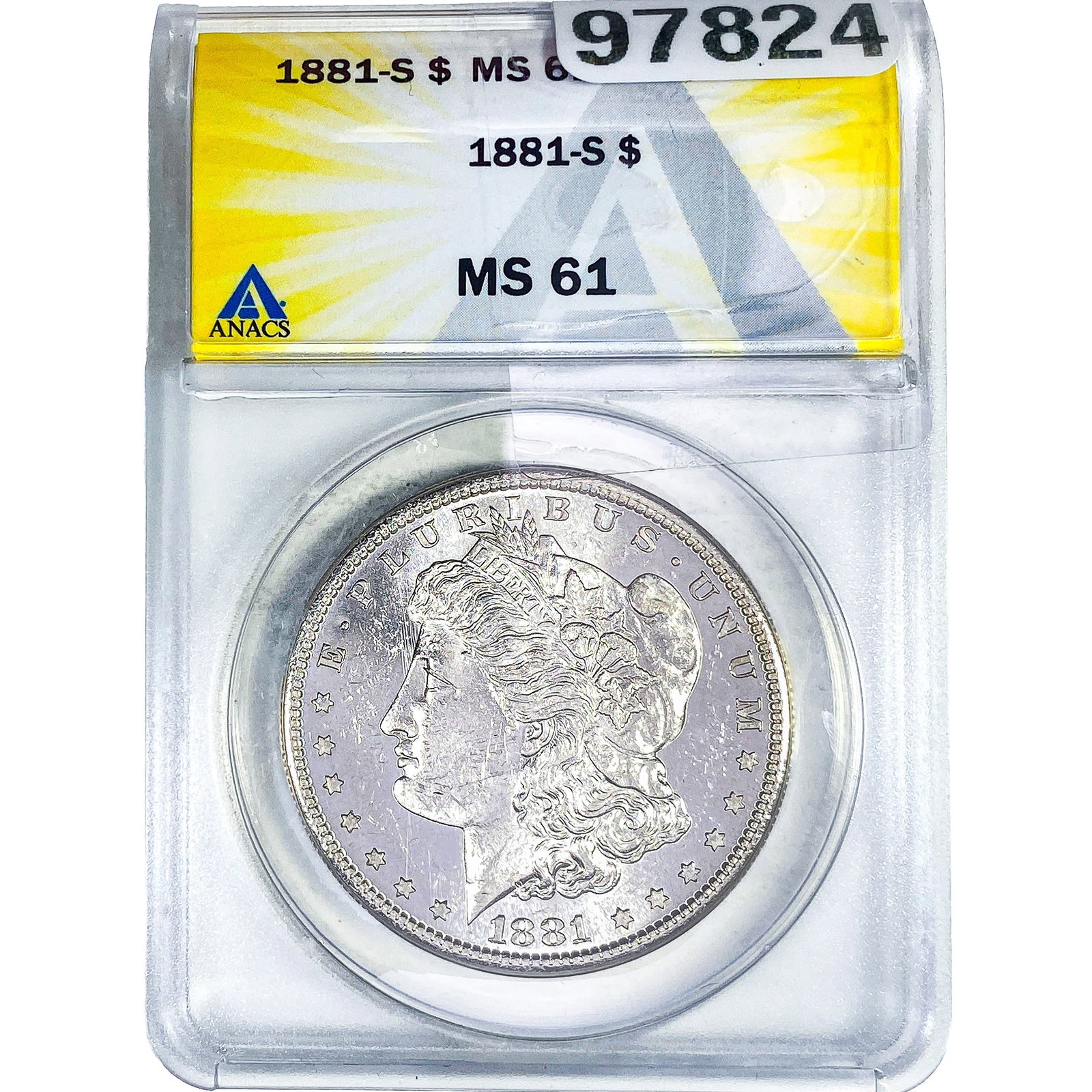 1881-S Morgan Silver Dollar ANACS MS61: 1881-S Morgan Silver Dollar ANACS MS61