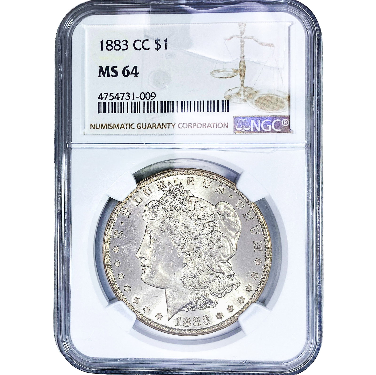 1883-CC Morgan Silver Dollar NGC MS64: 1883-CC Morgan Silver Dollar NGC MS64