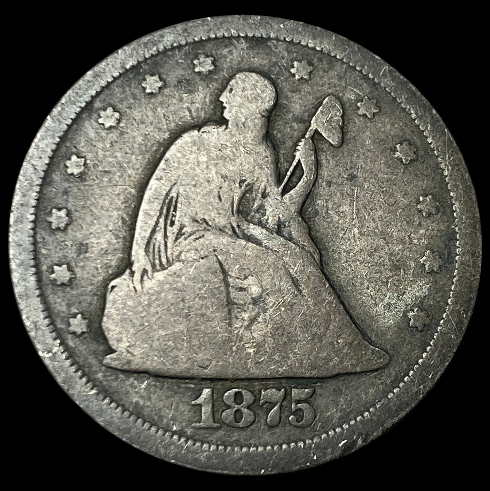 1875-S Silver Twenty-Cent Piece NICELY CIRCULATED: 1875-S Silver Twenty-Cent Piece NICELY CIRCULATED