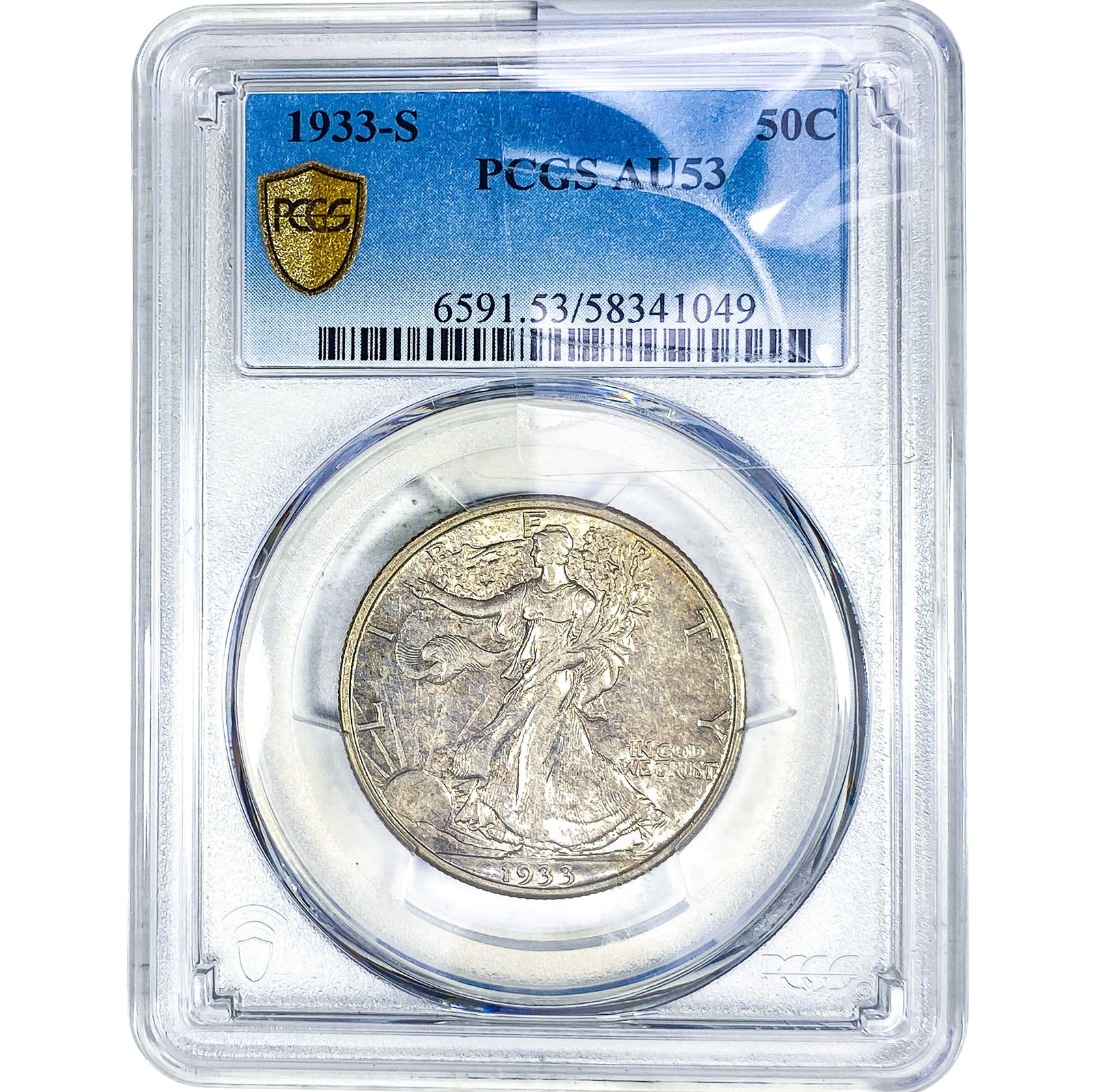 1933-S Walking Liberty Half Dollar PCGS AU53: 1933-S Walking Liberty Half Dollar PCGS AU53