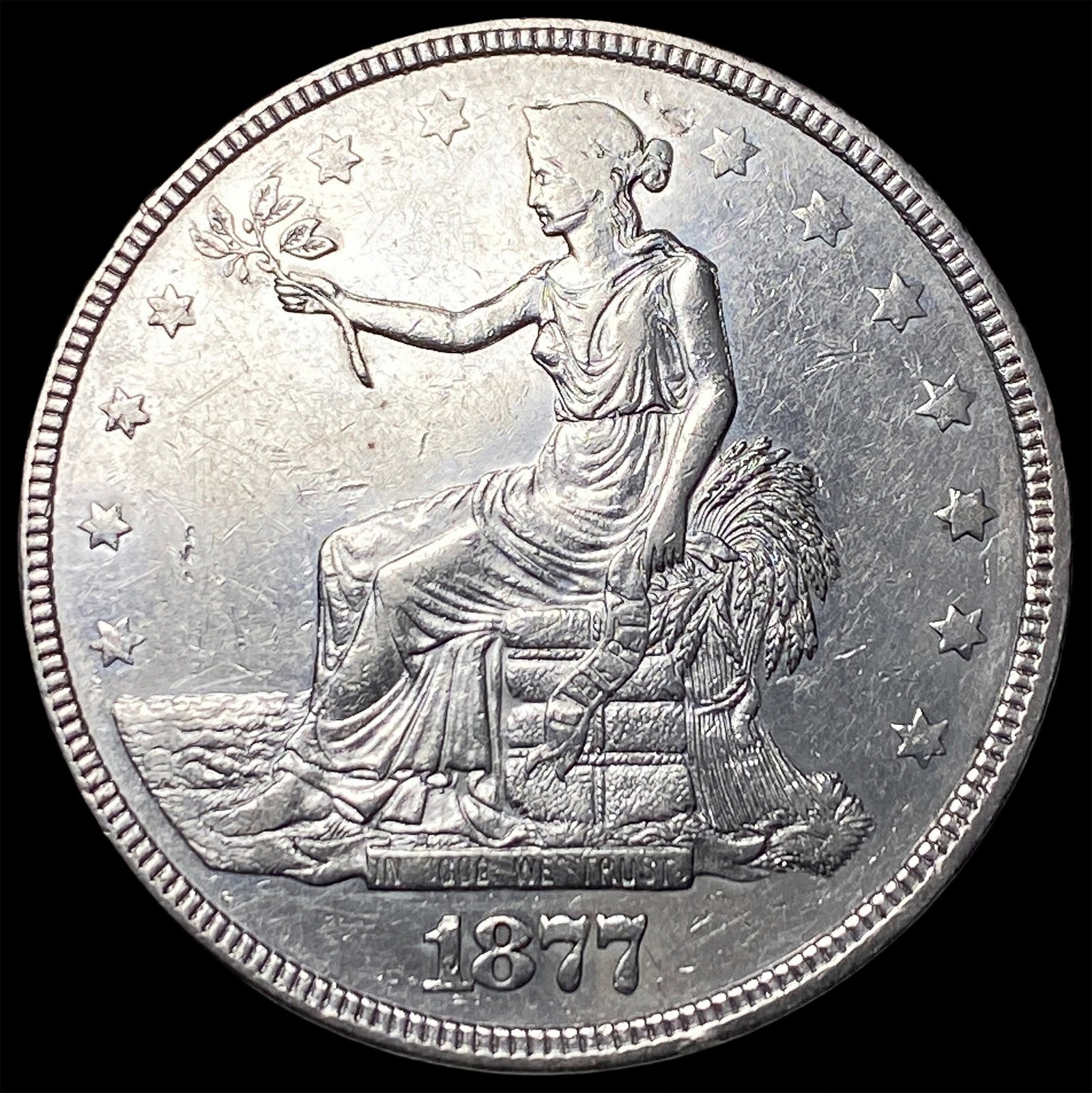 1877 Silver Trade Dollar CLOSELY UNCIRCULATED: 1877 Silver Trade Dollar CLOSELY UNCIRCULATED