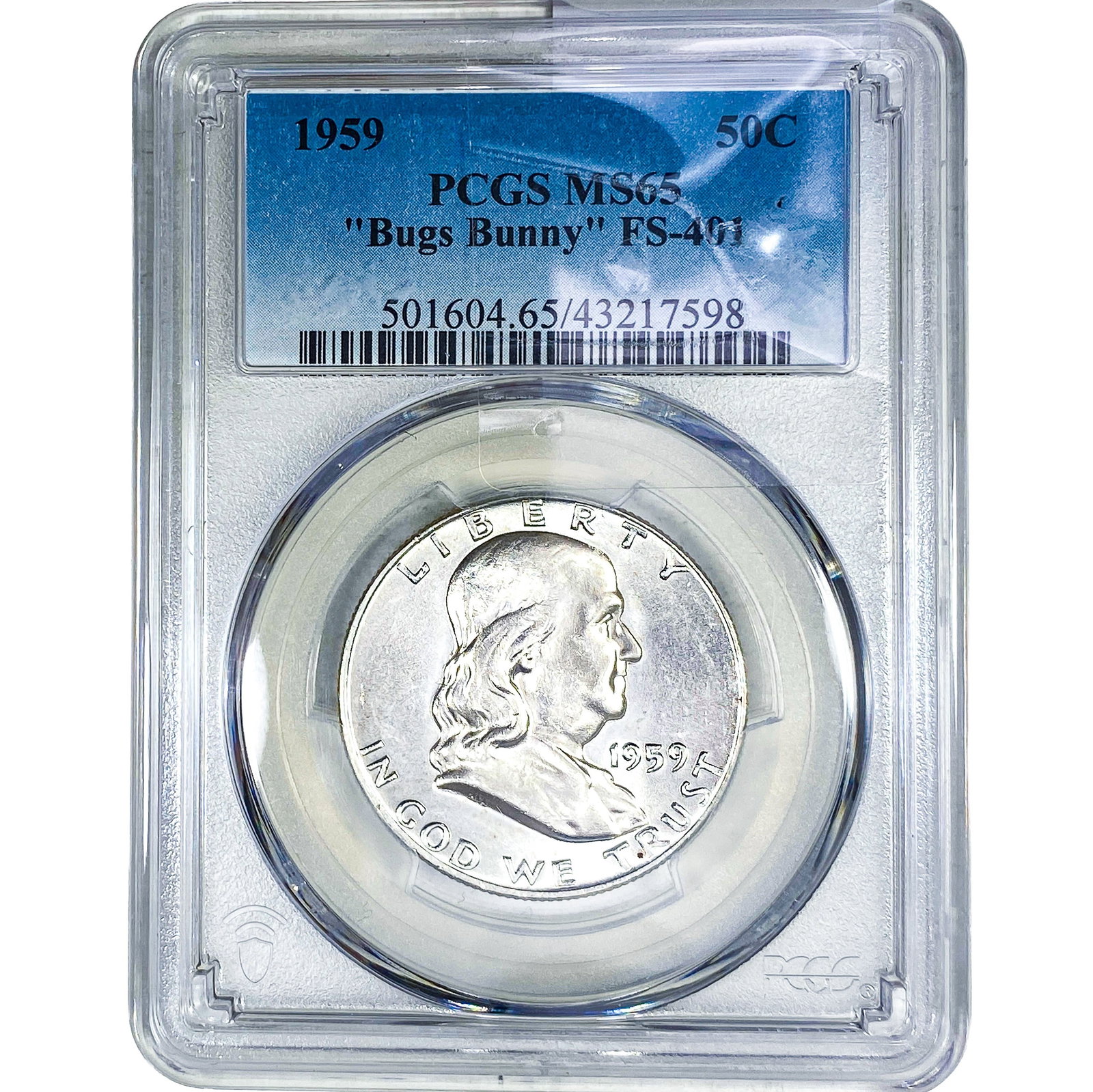 1959 Franklin Half Dollar PCGS MS65 "Bugs Bunny" (1 of 2)