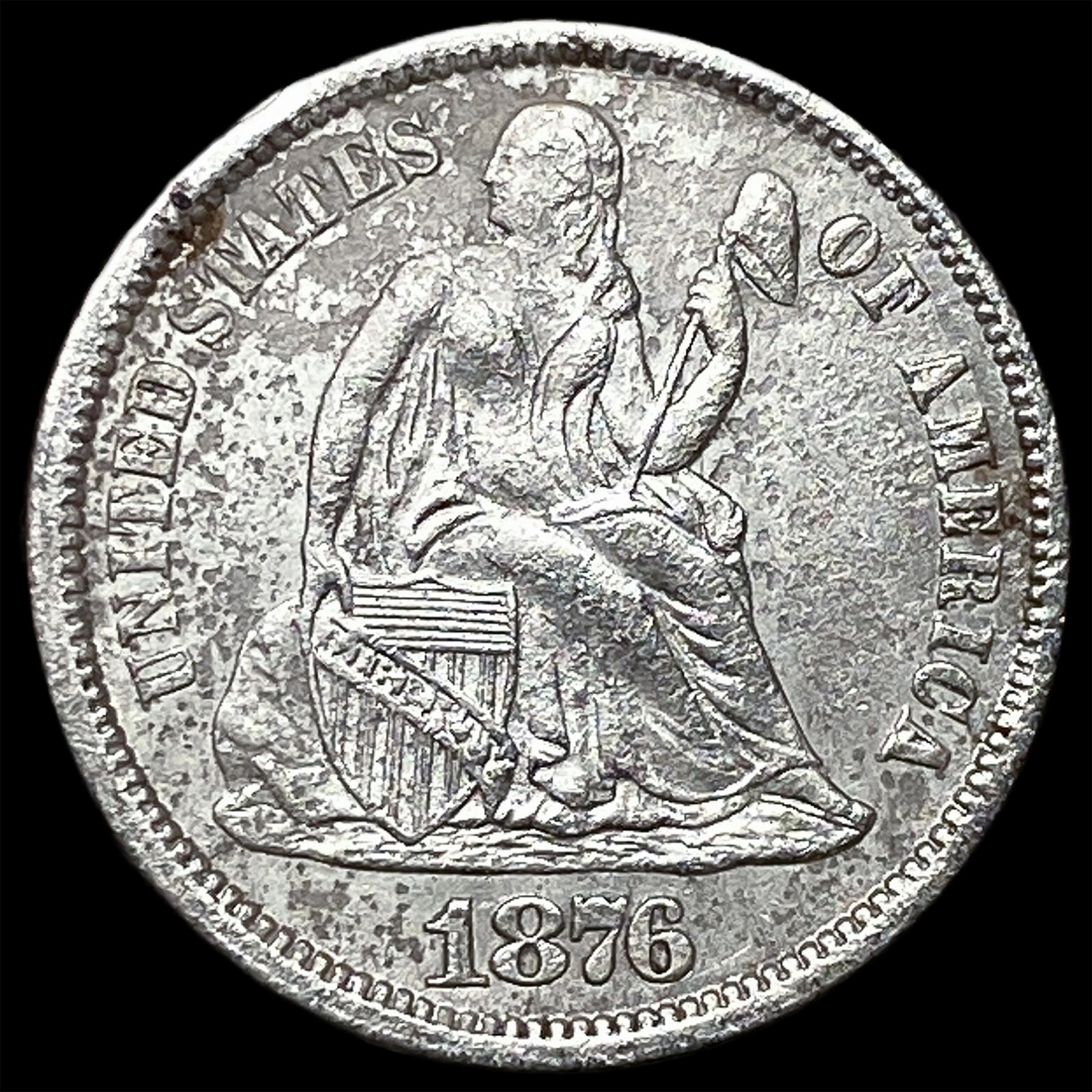 1876-CC Silver Seated Liberty Dime CLOSELY UNCIRCULATED (1 of 2)