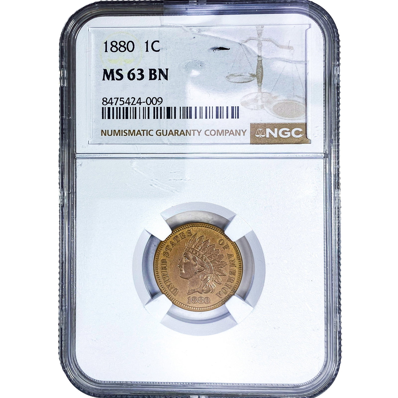 1880 Indian Head Cent NGC MS63 BN: 1880 Indian Head Cent NGC MS63 BN