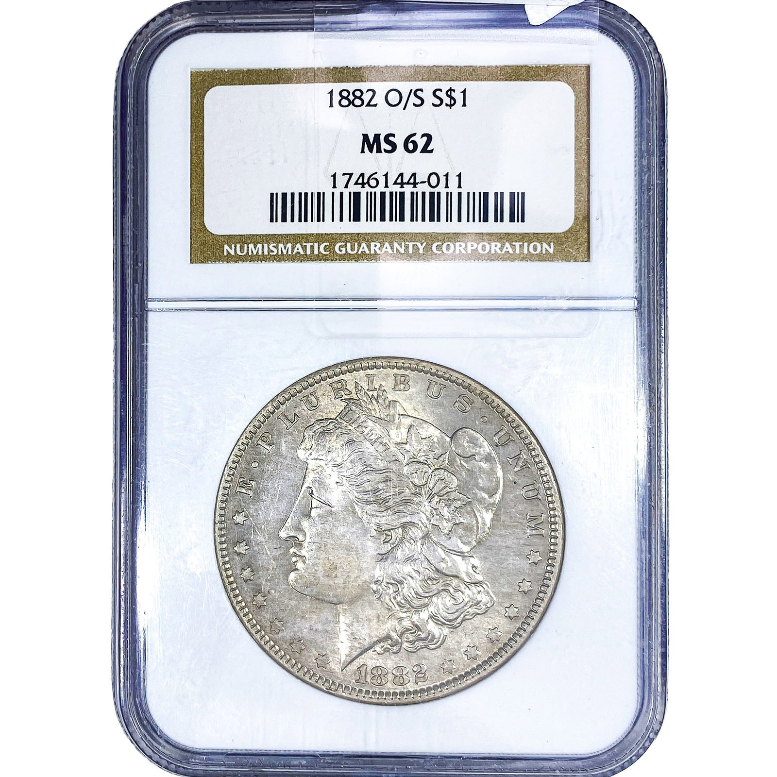 1882-O/S Morgan Silver Dollar NGC MS62: 1882-O/S Morgan Silver Dollar NGC MS62
