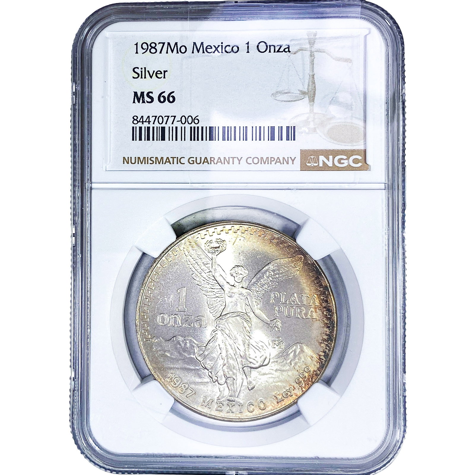 1987Mo Mexico 1 Onza Sliver NGC MS66 (1 of 2)