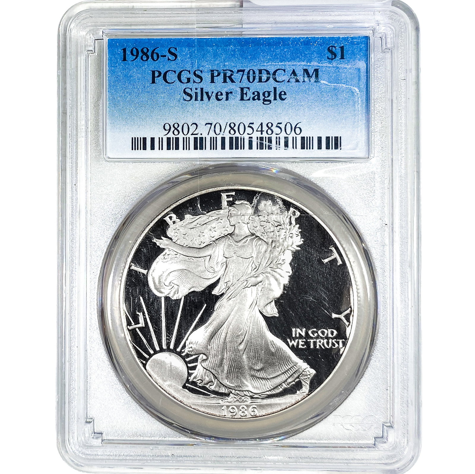 1986-S Silver Eagle PCGS PR70 DCAM (1 of 2)