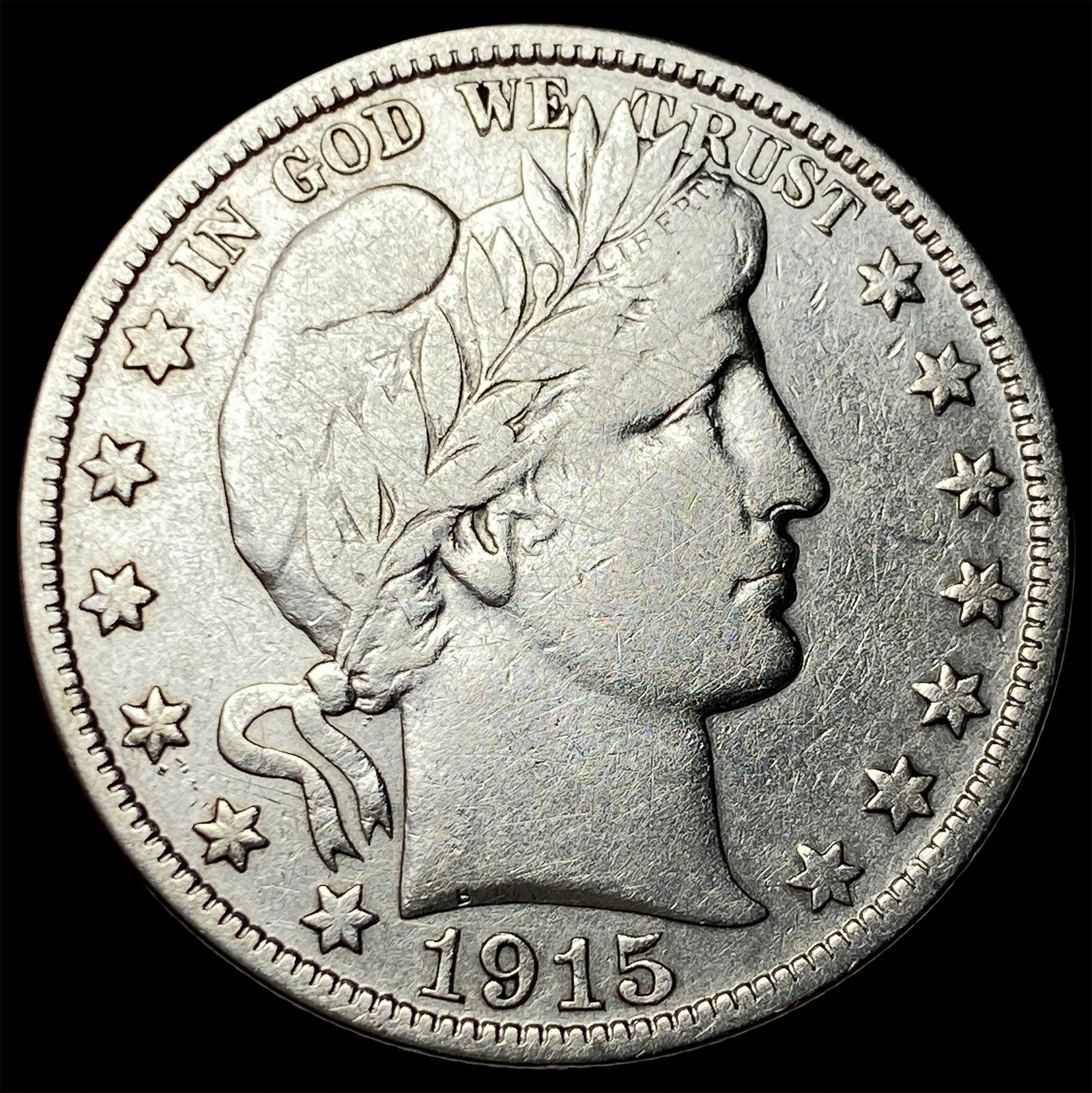 1915-D Silver Barber Half Dollar LIGHTLY CIRCULATED: 1915-D Silver Barber Half Dollar LIGHTLY CIRCULATED
