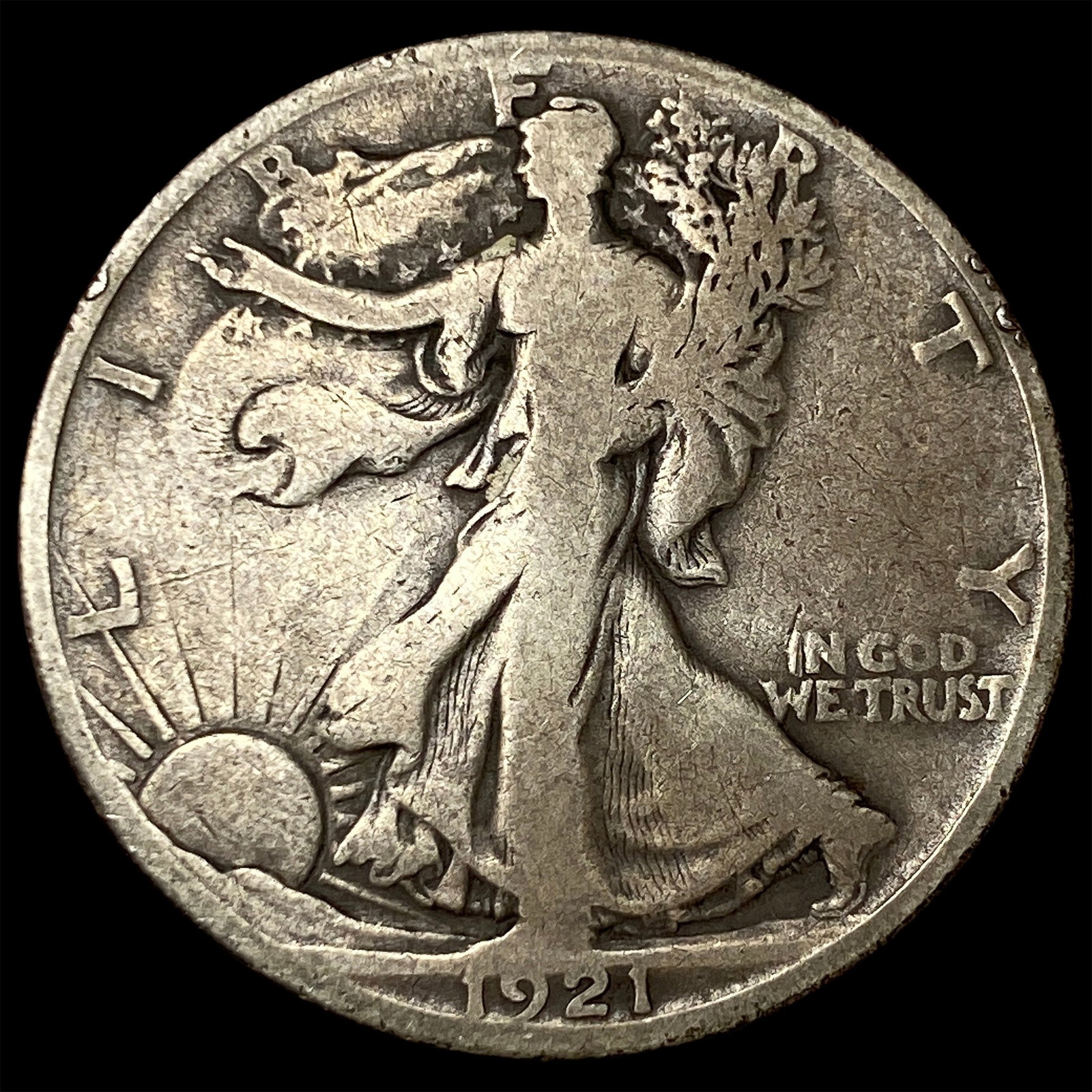 1921-S Silver Walking Liberty Half Dollar LIGHTLY CIRCULATED: 1921-S Silver Walking Liberty Half Dollar LIGHTLY CIRCULATED