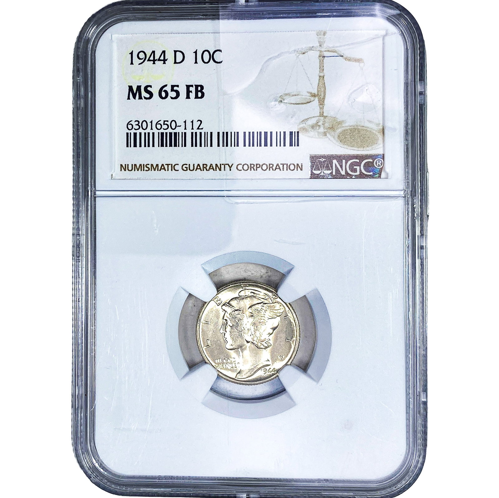 1944-D Mercury Silver Dime NGC MS65 FB: 1944-D Mercury Silver Dime NGC MS65 FB