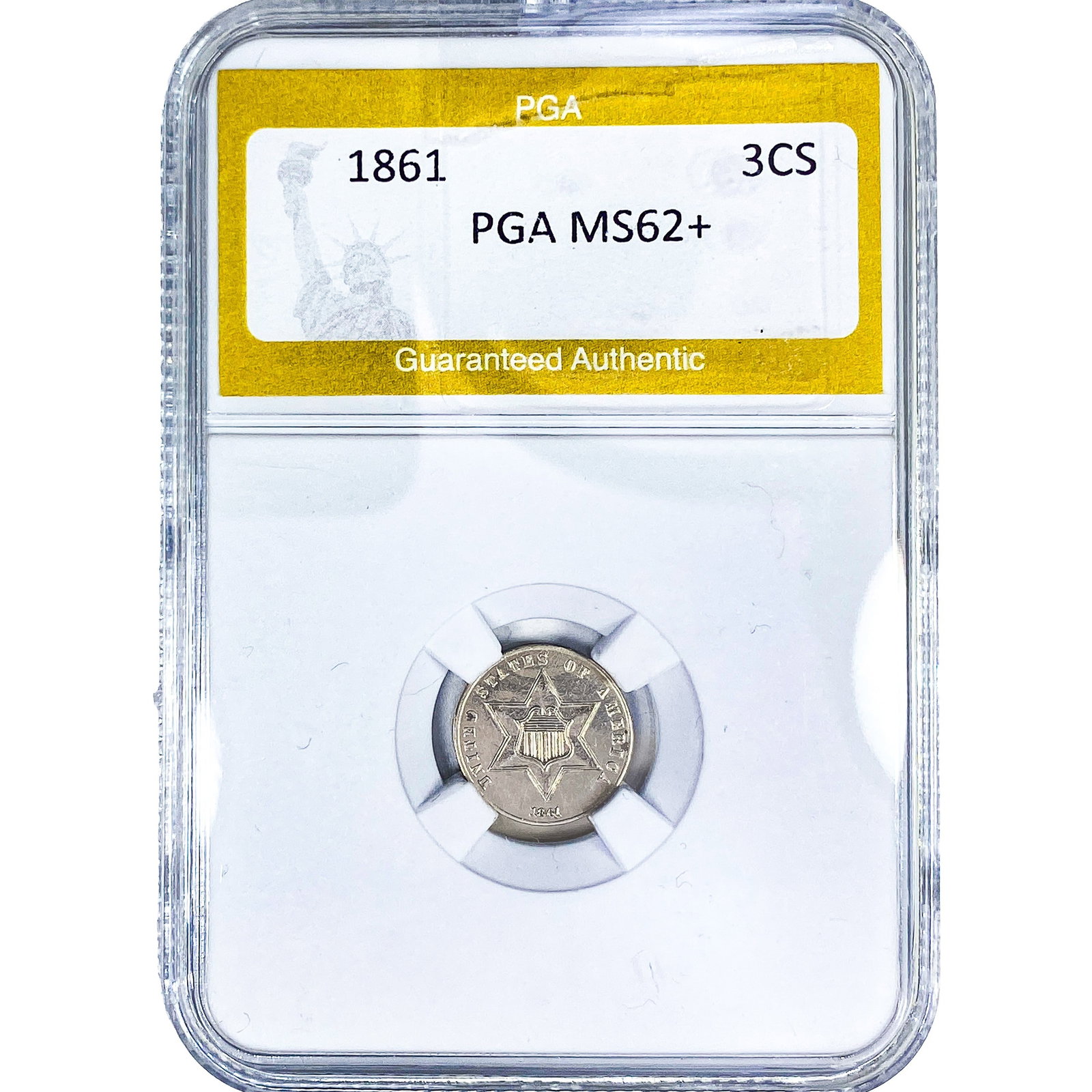 1861 Silver Three Cent PGA MS62+: 1861 Silver Three Cent PGA MS62+