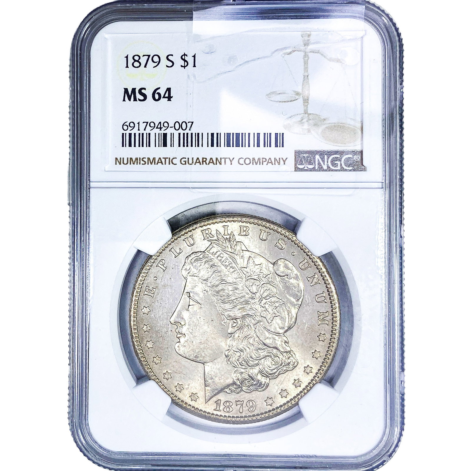 1879-S Morgan Silver Dollar NGC MS64: 1879-S Morgan Silver Dollar NGC MS64