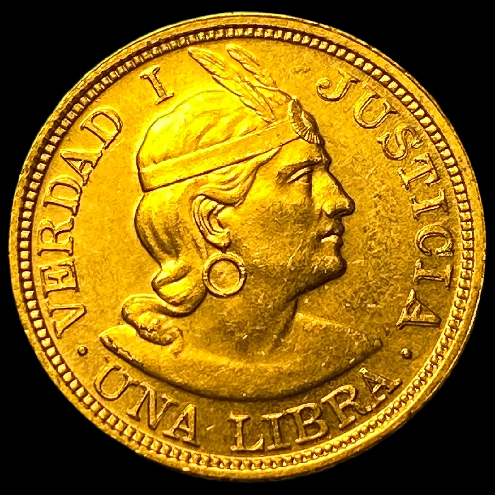 1918 Peru .2355oz Gold Una Libra GEM BU (1 of 2)