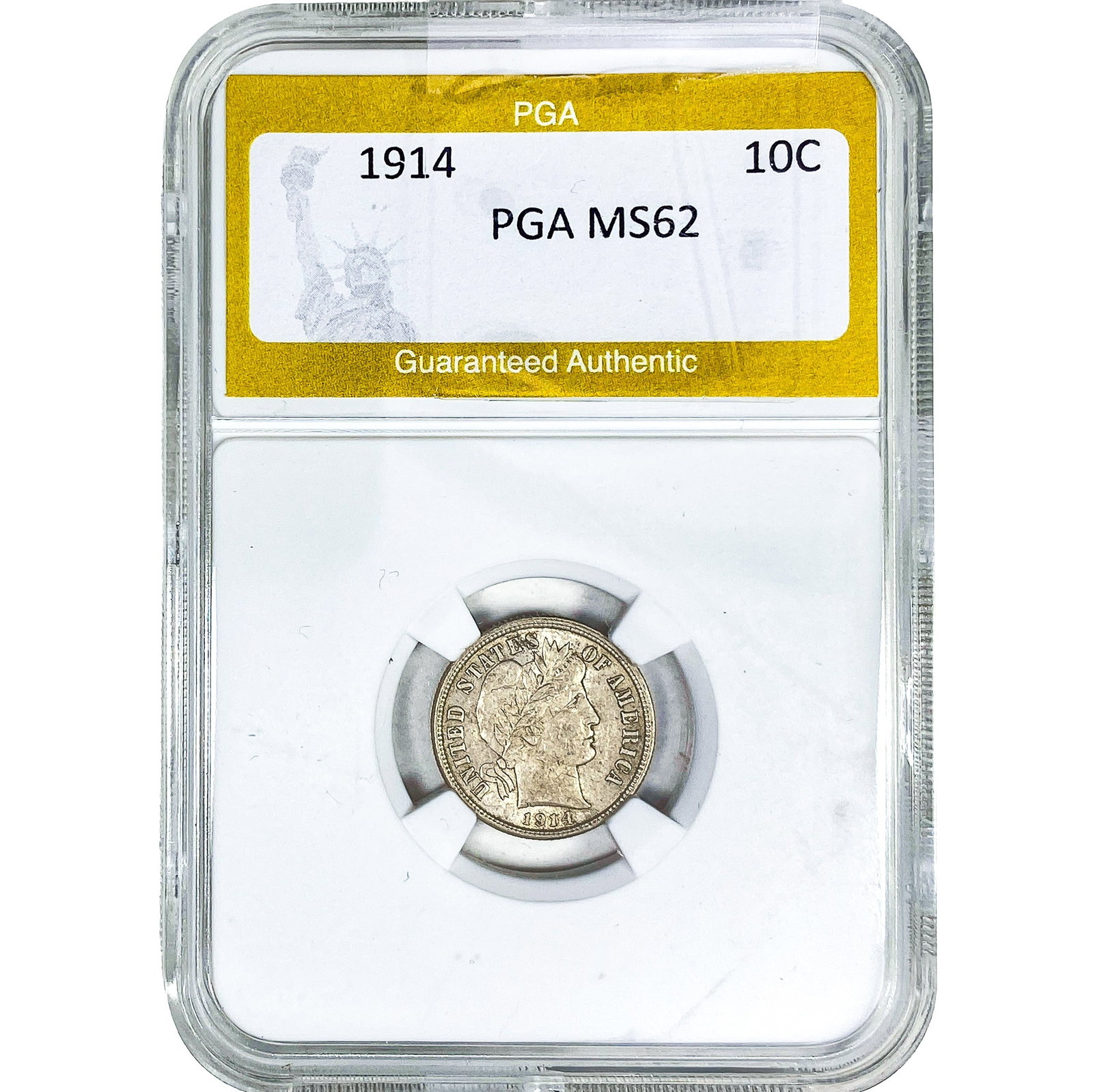 1914 Barber Dime PGA MS62: 1914 Barber Dime PGA MS62