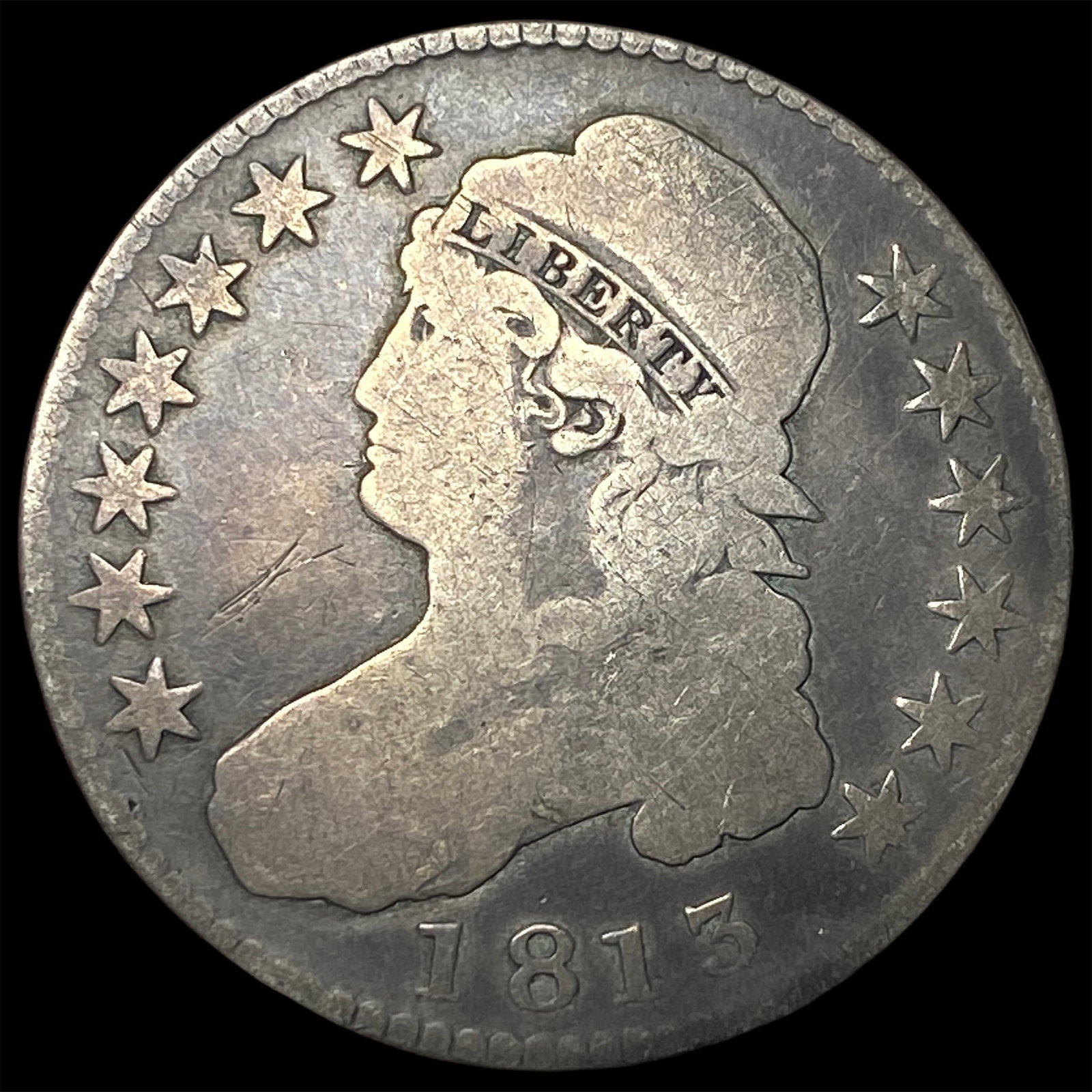 1813 Capped Bust Half Dollar NICELY CIRCULATED: 1813 Capped Bust Half Dollar NICELY CIRCULATED