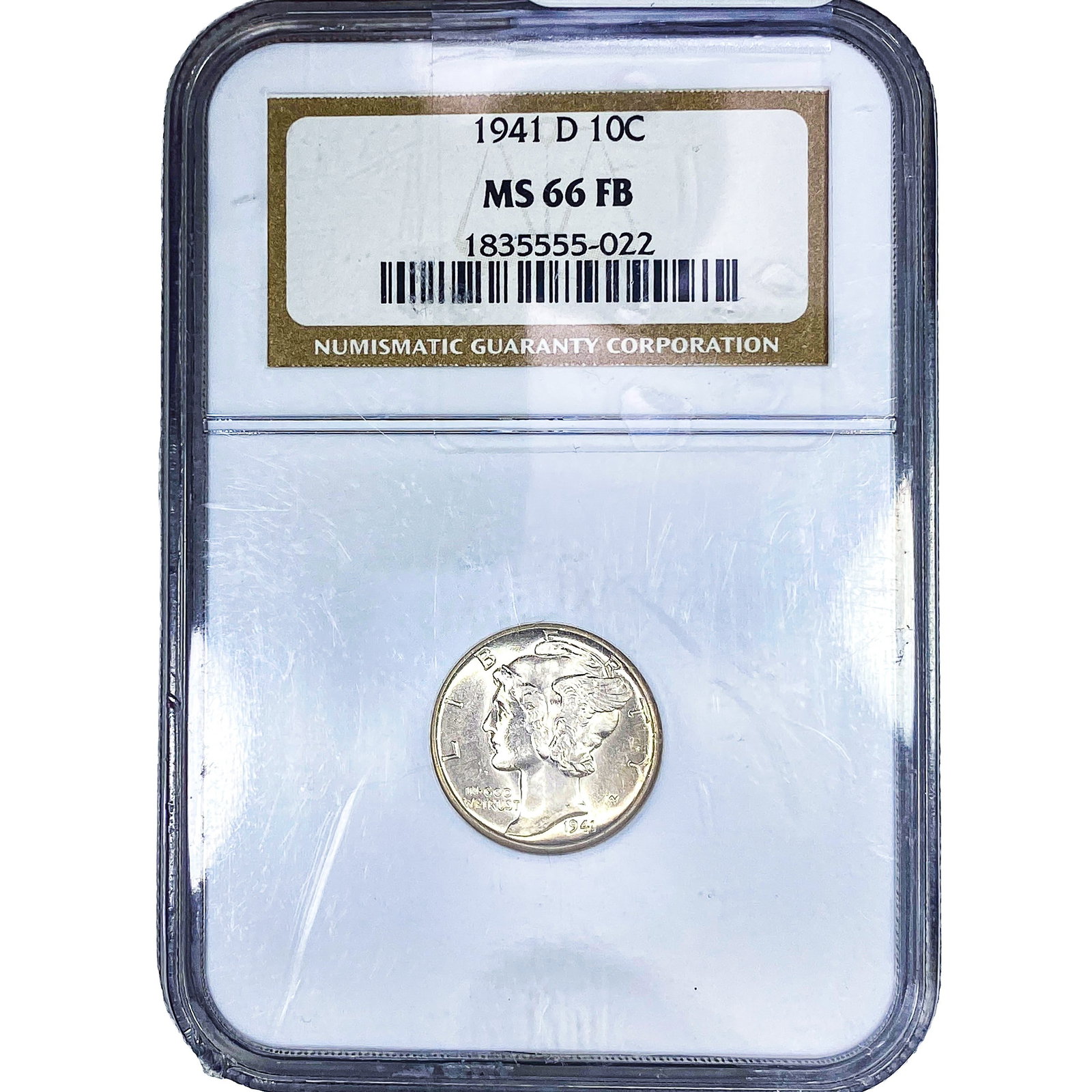 1941-D Mercury Silver Dime NGC MS66 FB: 1941-D Mercury Silver Dime NGC MS66 FB