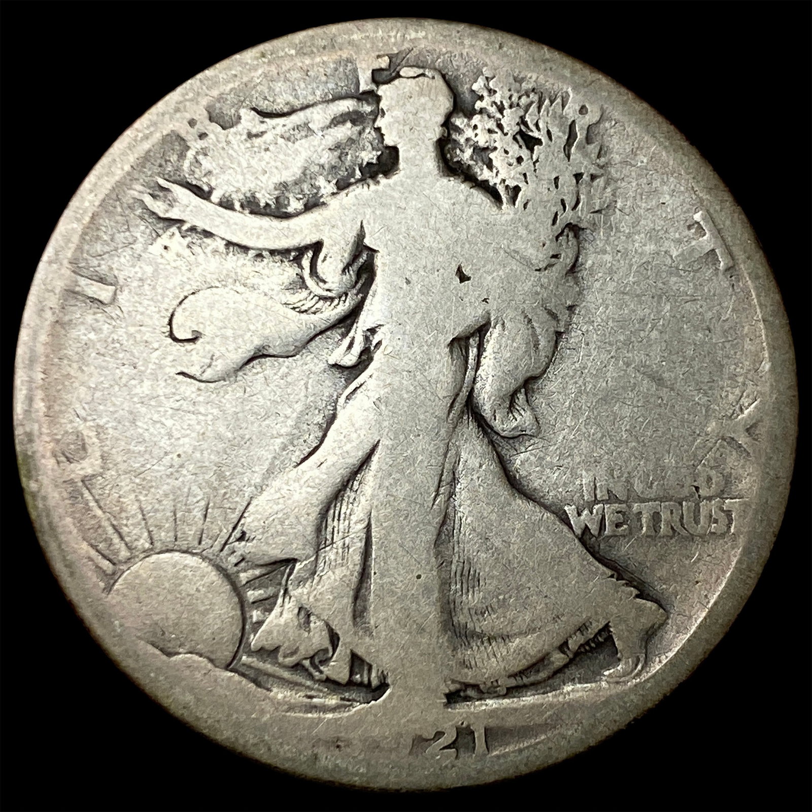1921-D Silver Walking Liberty Half Dollar NICELY CIRCULATED: 1921-D Silver Walking Liberty Half Dollar NICELY CIRCULATED