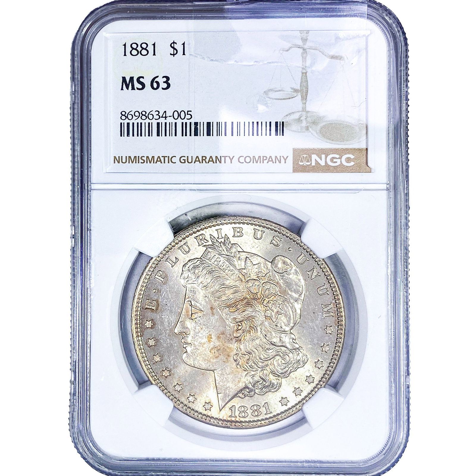 1881 Morgan Silver Dollar NGC MS63: 1881 Morgan Silver Dollar NGC MS63