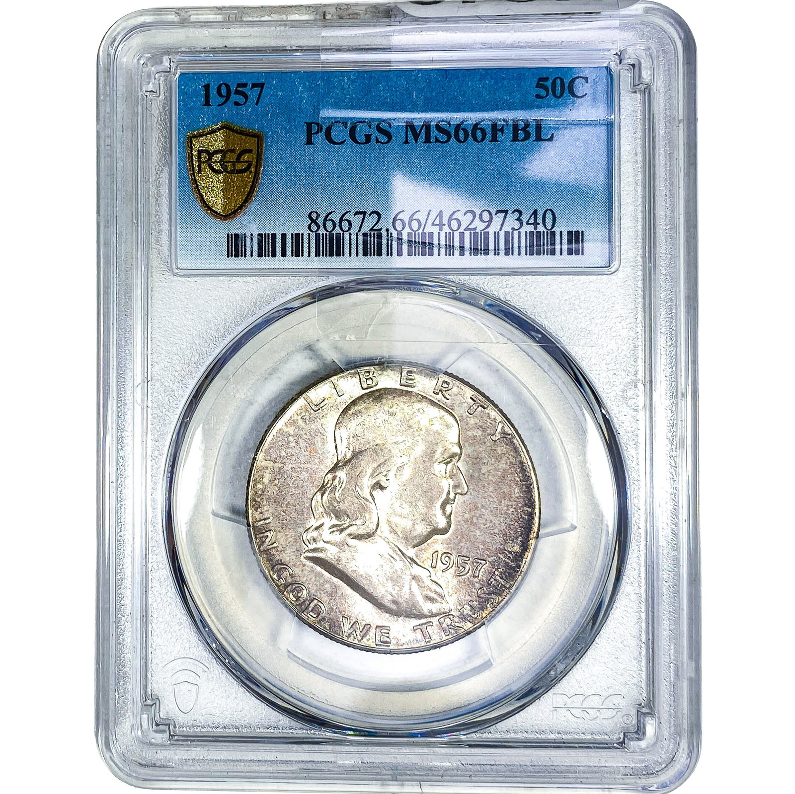 1957 Franklin Half Dollar PCGS MS66 FBL: 1957 Franklin Half Dollar PCGS MS66 FBL