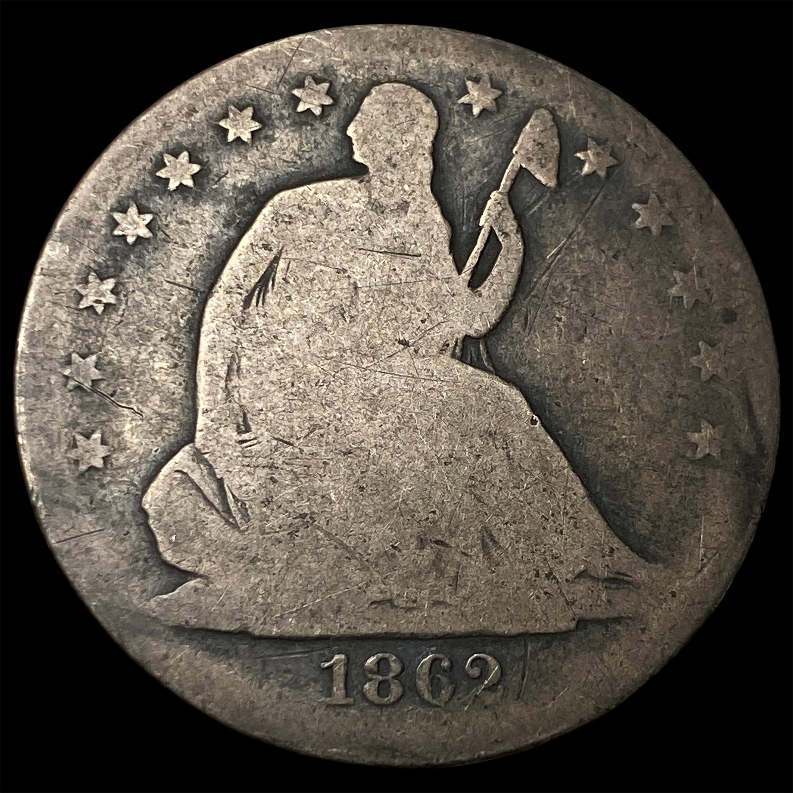 1862-S Silver Seated Liberty Half Dollar NICELY CIRCULATED: 1862-S Silver Seated Liberty Half Dollar NICELY CIRCULATED