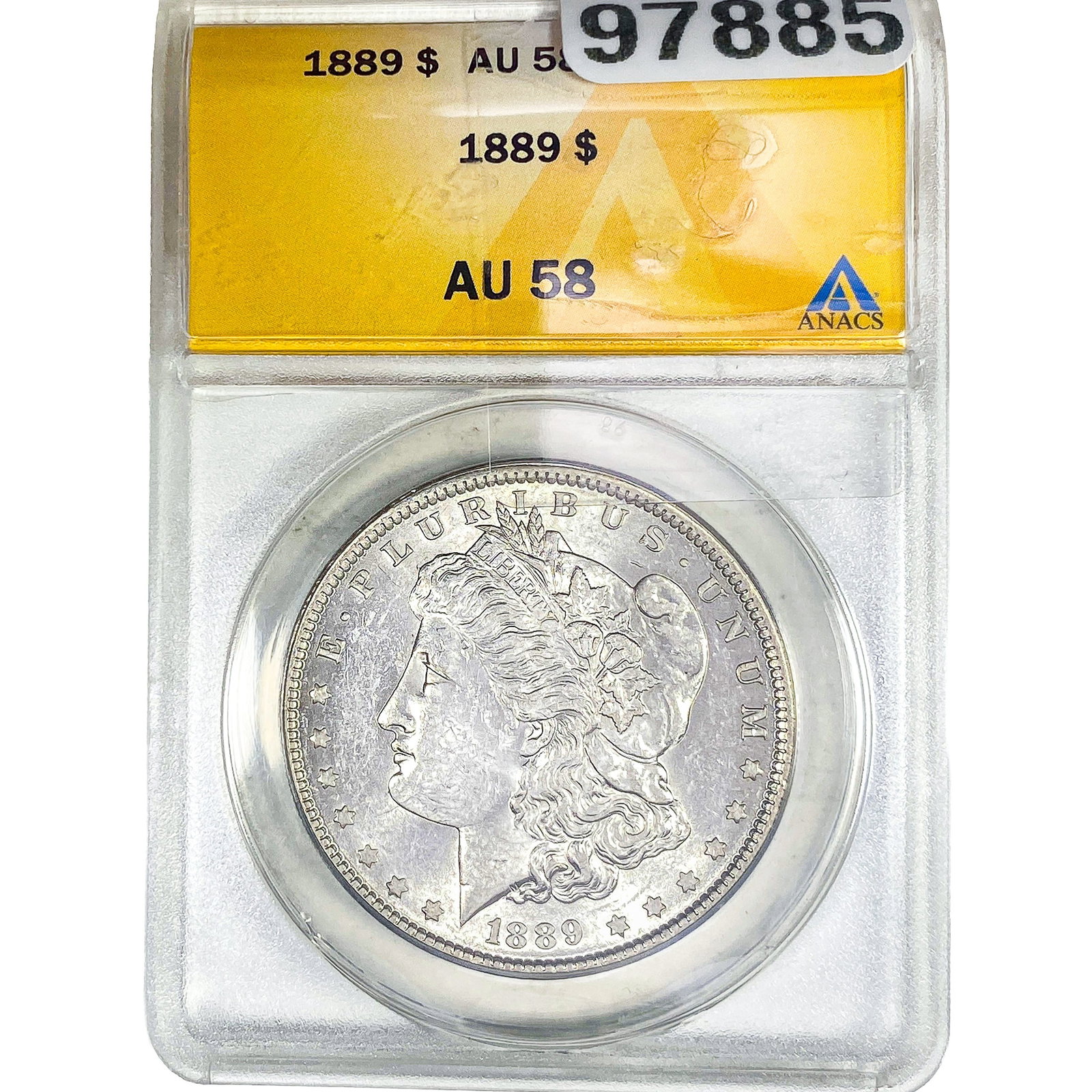 1889 Morgan Silver Dollar ANACS AU58: 1889 Morgan Silver Dollar ANACS AU58