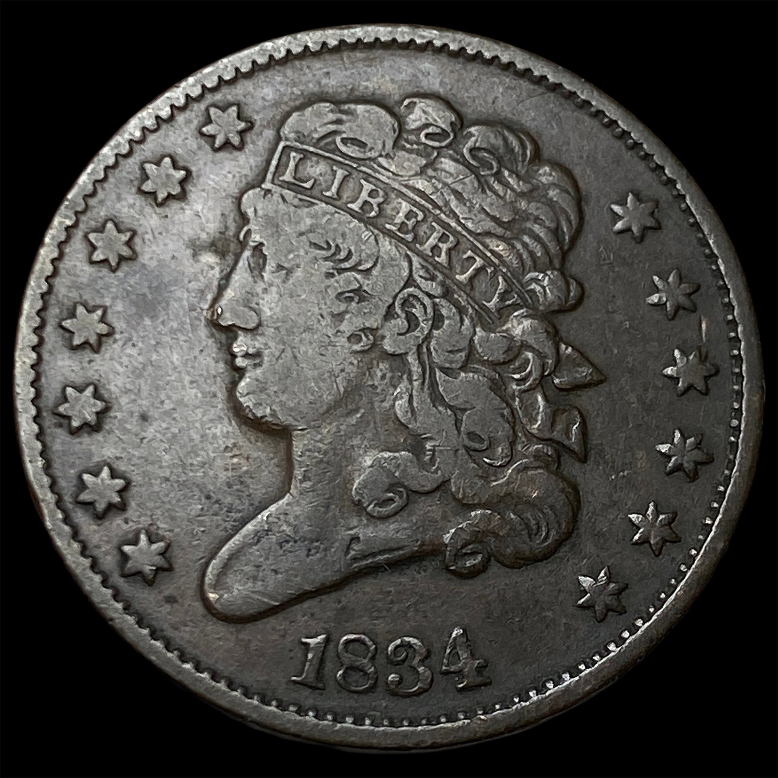 1834 Classic Head Half Cent LIGHTLY CIRCULATED: 1834 Classic Head Half Cent LIGHTLY CIRCULATED