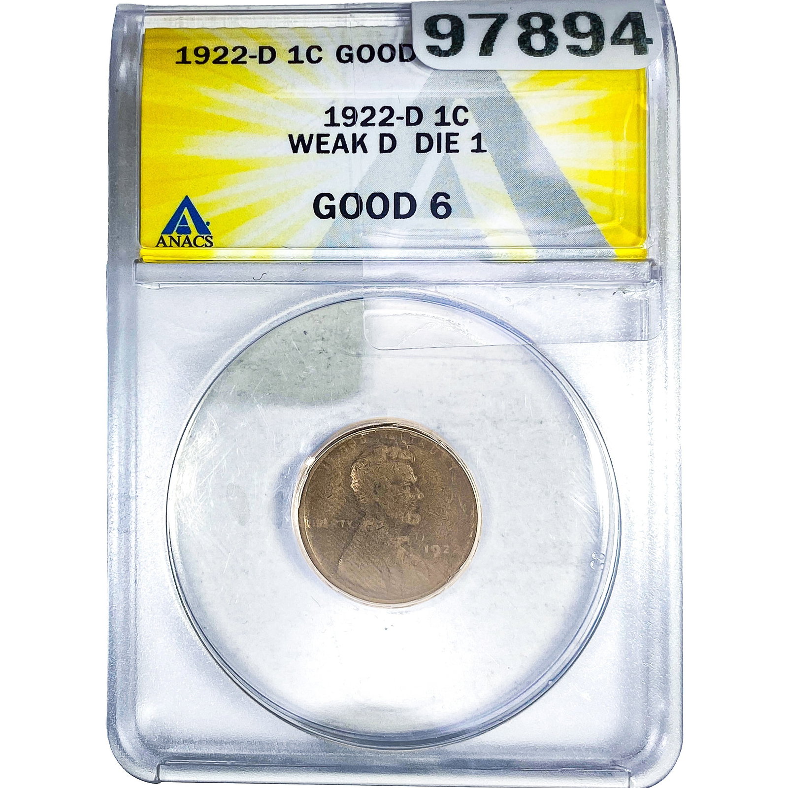 1922-D Wheat Cent ANACS G6 Weak D Die 1 (1 of 2)