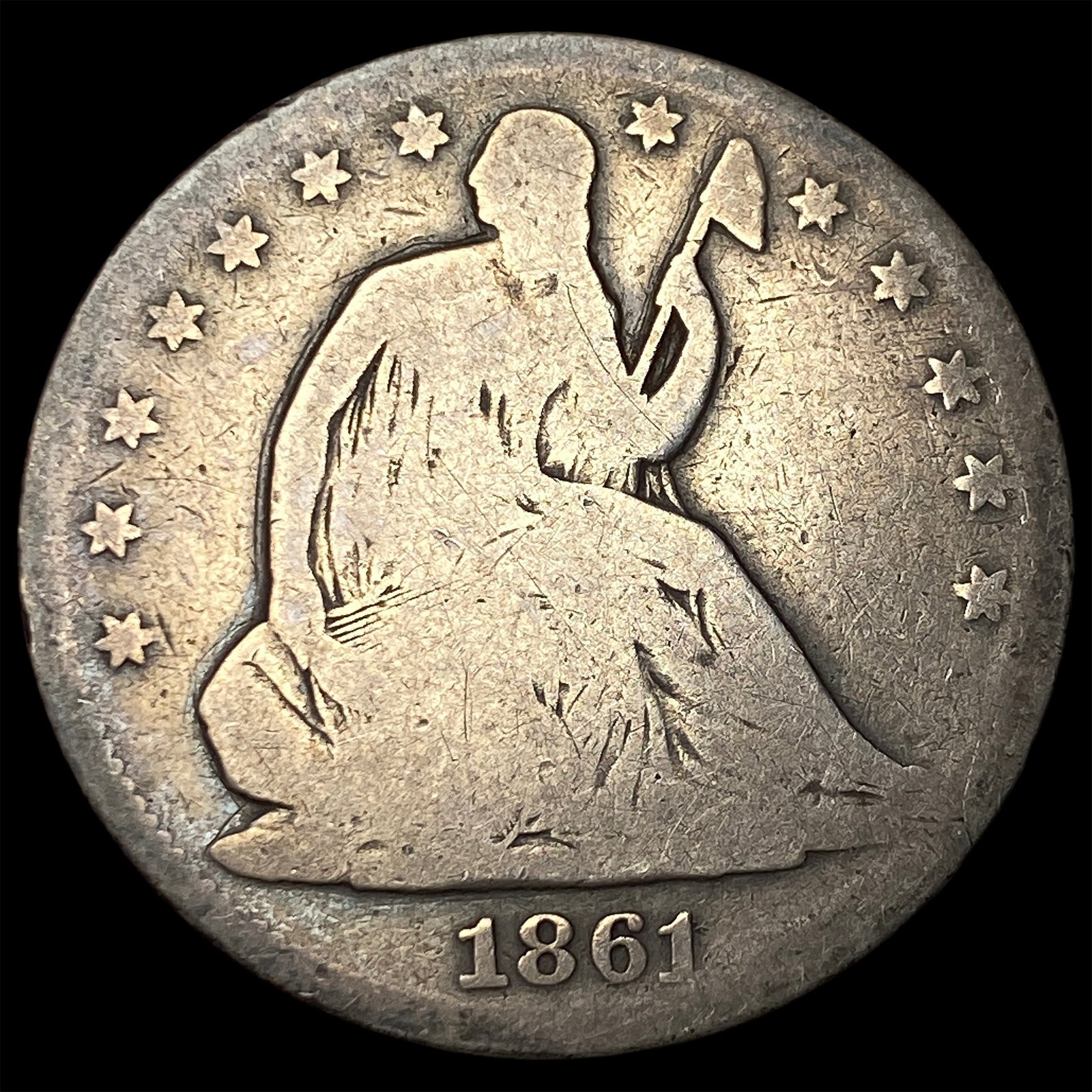 1861 Silver Seated Liberty Half Dollar NICELY CIRCULATED: 1861 Silver Seated Liberty Half Dollar NICELY CIRCULATED