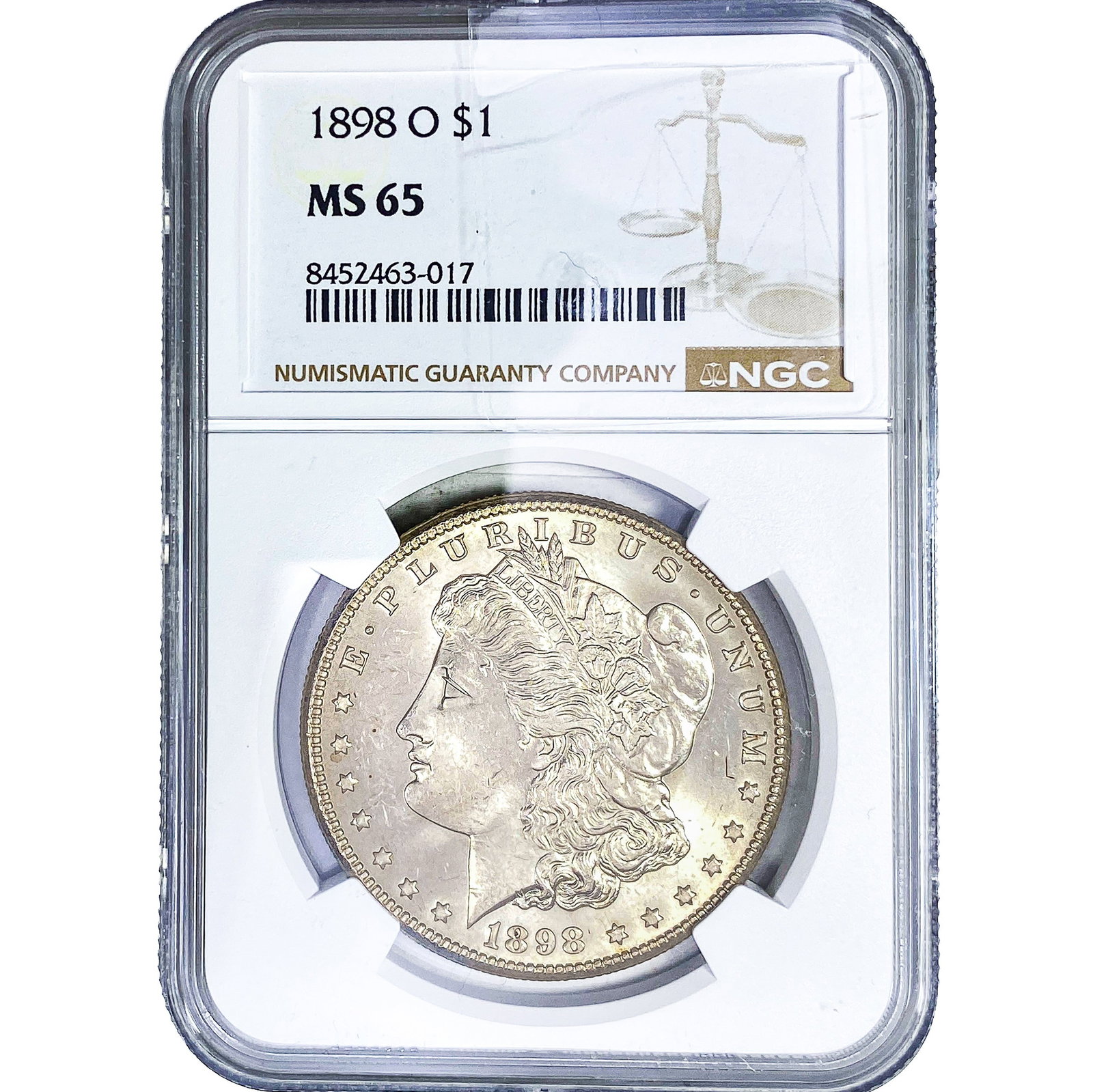 1898-O Morgan Silver Dollar NGC MS65: 1898-O Morgan Silver Dollar NGC MS65