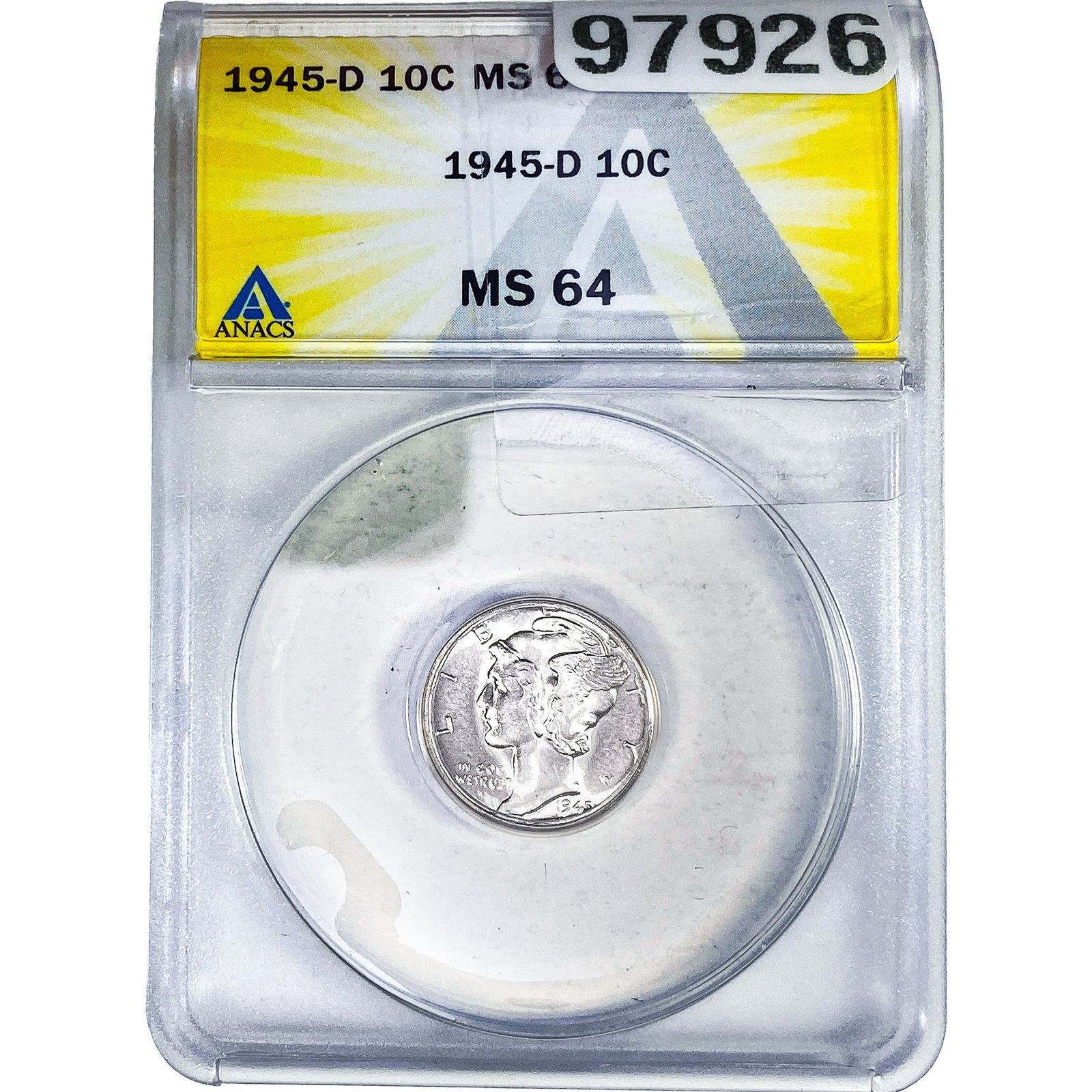 1945-D Mercury Silver Dime ANACS MS64 (1 of 2)