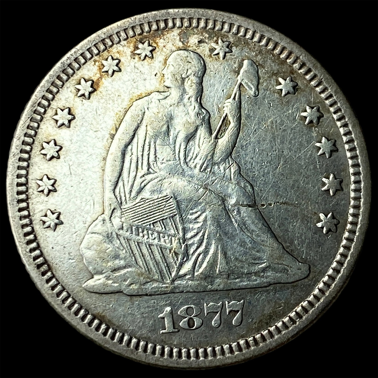 1877 Seated Liberty Quarter NEARLY UNCIRCULATED: 1877 Seated Liberty Quarter NEARLY UNCIRCULATED