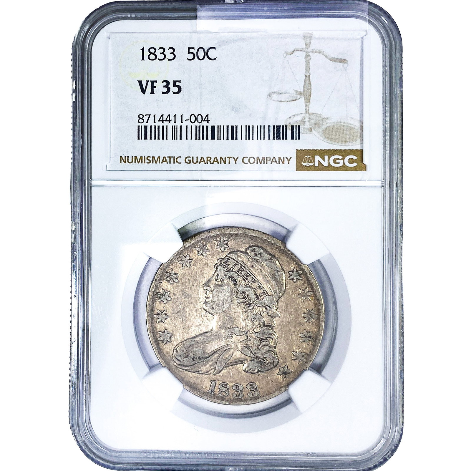 1833 Capped Bust Half Dollar NGC VF35: 1833 Capped Bust Half Dollar NGC VF35